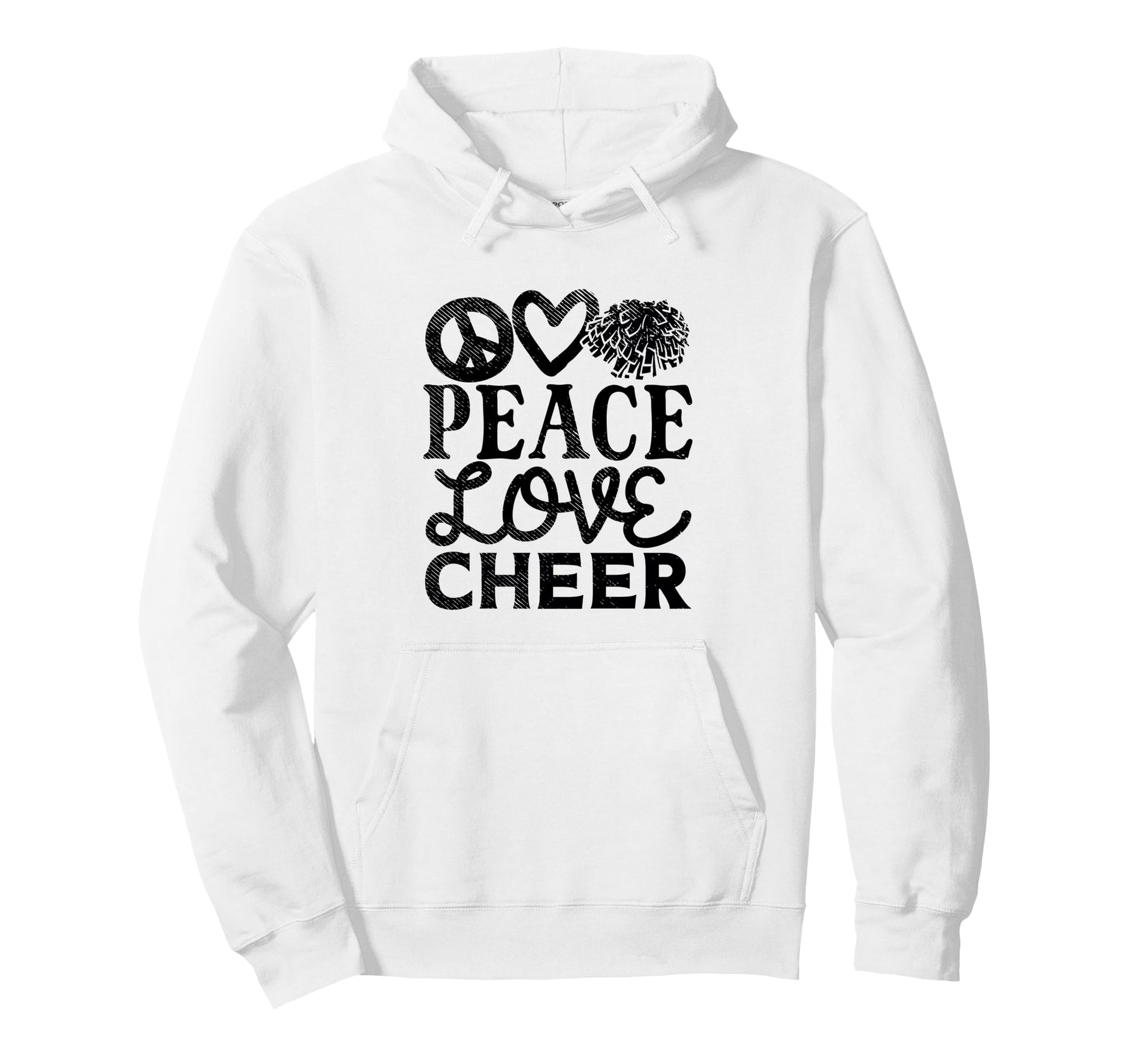 Cheerleader Cheerleading Lover Peace Love Hoodie - Trendy Graphic Unisex - T-Shirt, Sweatshirt, Hoodie