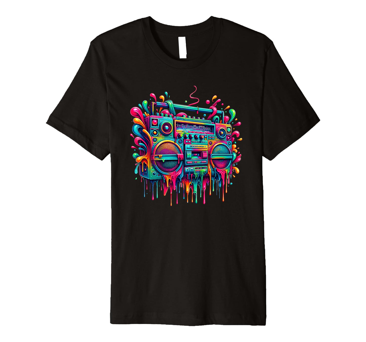 Dripping Paint Boombox Old School 80S T-Shirt - Trendy Graphic for Adults - T-Shirt, Sweatshirt, Hoodie
