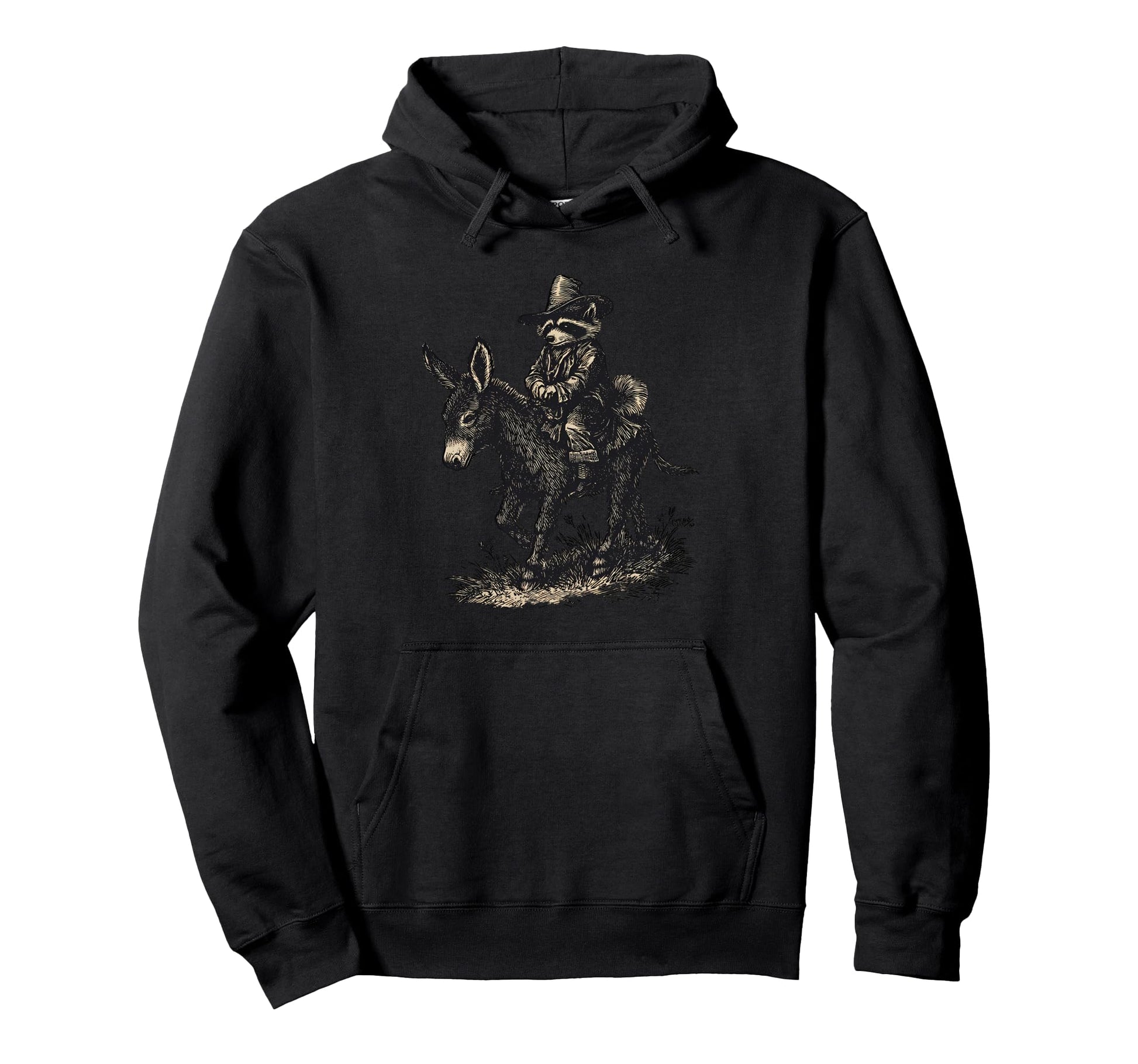 Raccoon Cowboy Rodeo Cowgirl Western Hoodie - Minimalist Print Men Women - T-Shirt, Sweatshirt, Hoodie