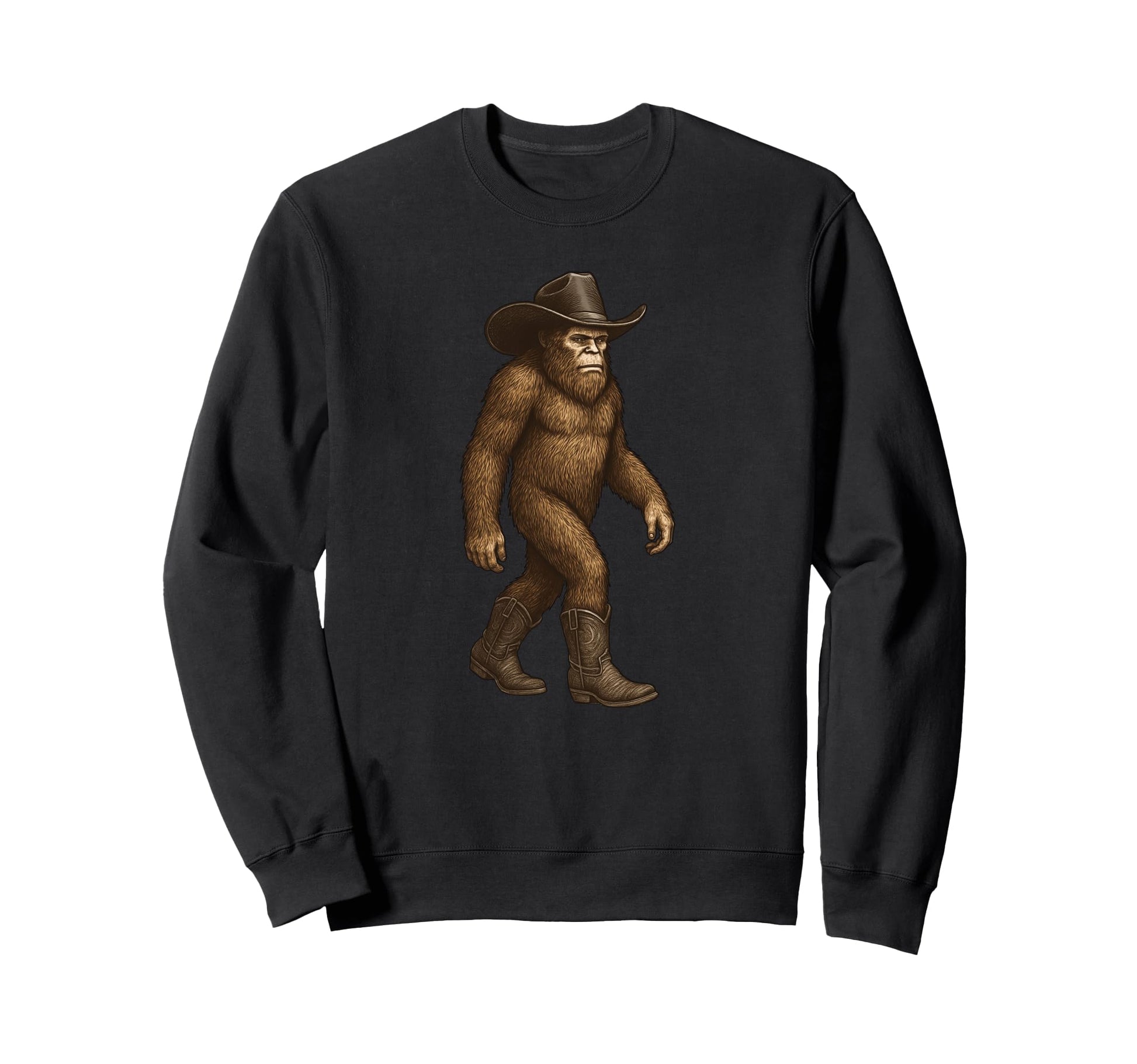 Bigfoot Cowboy Cowgirl Square Sweatshirt - Casual Everyday Wear Unisex - T-Shirt, Sweatshirt, Hoodie