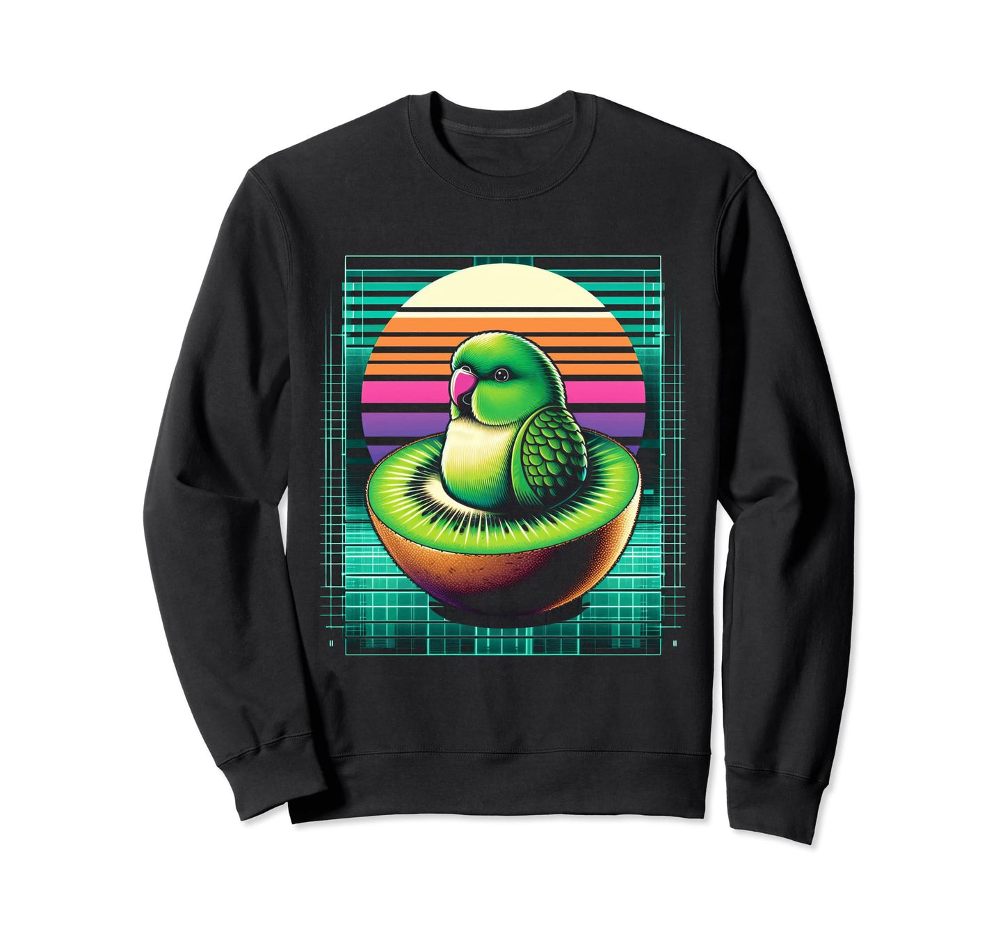 Cyberpunk Parakeet Vaporwave Sunrise Sweatshirt - Streetwear Style Unisex - T-Shirt, Sweatshirt, Hoodie