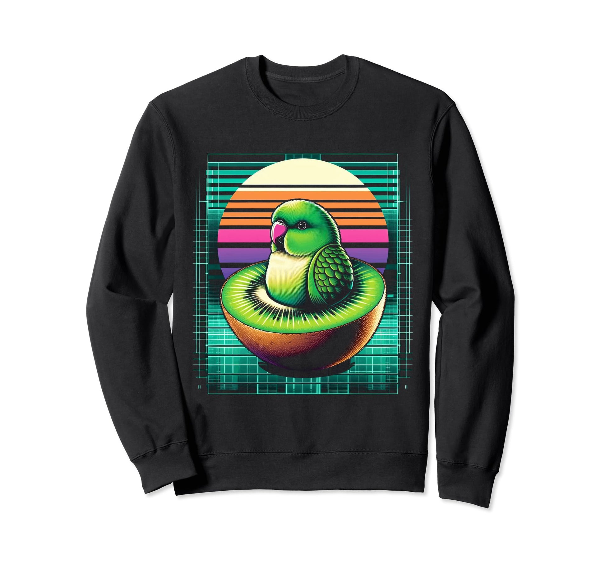 Cyberpunk Parakeet Vaporwave Sunrise Sweatshirt - Streetwear Style Unisex - T-Shirt, Sweatshirt, Hoodie