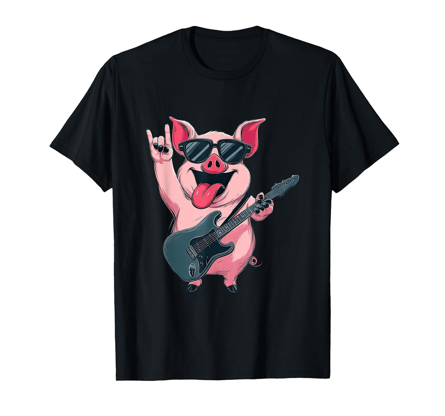 Rockstar Pig Sunglasses Electric T-Shirt - Novelty Apparel for Adults - T-Shirt, Sweatshirt, Hoodie
