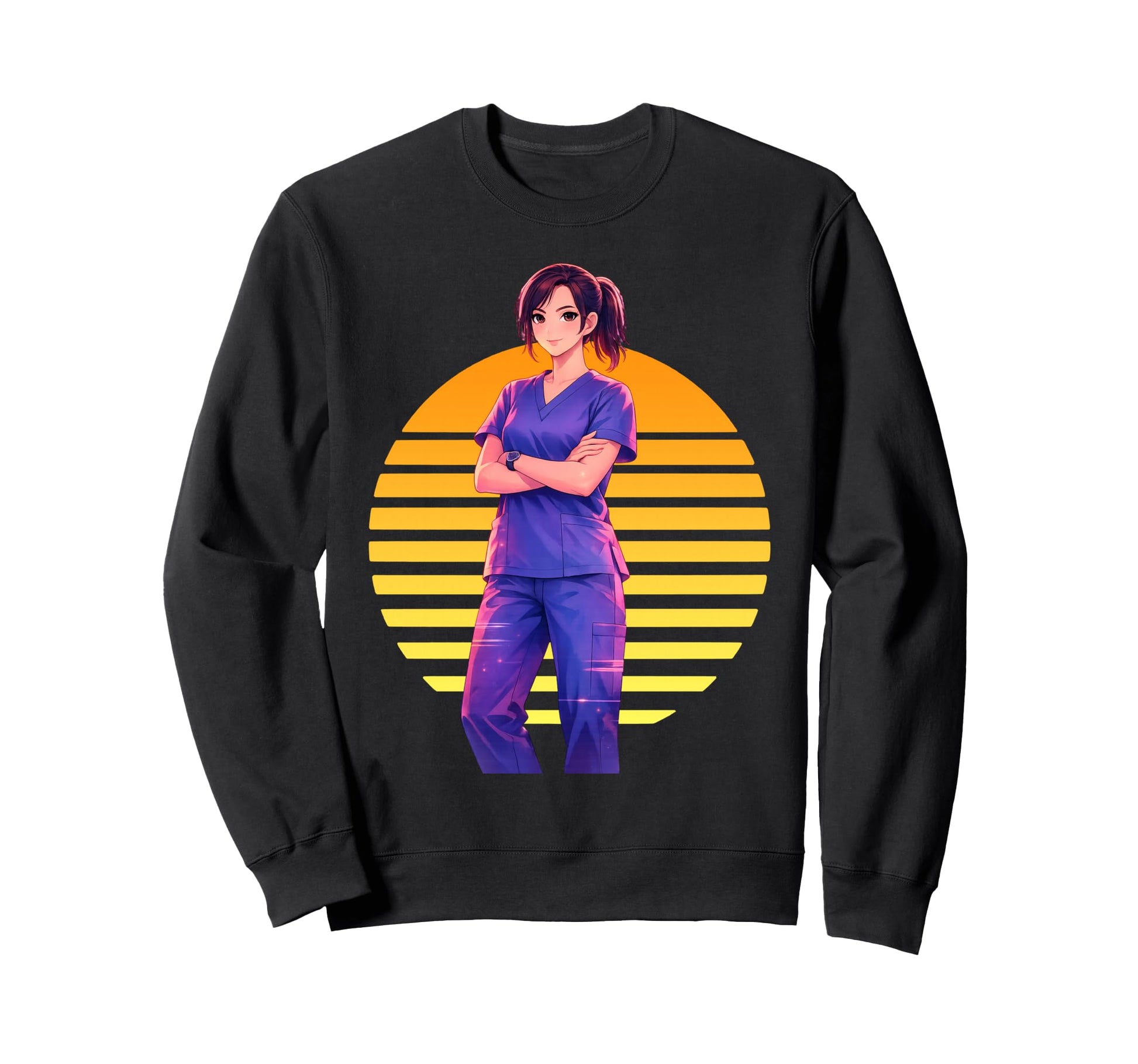 Nurse Vaporwave Glowing 80S Sweatshirt - Casual Everyday Wear Men Women - T-Shirt, Sweatshirt, Hoodie