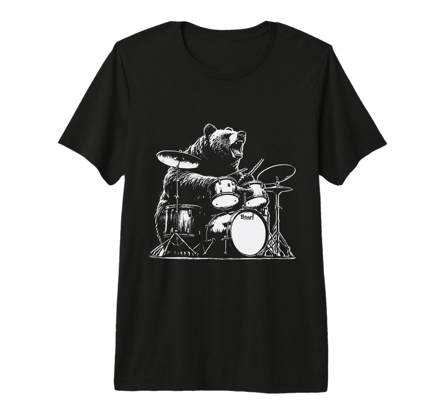Funny Bear Playing Drums Rock Music T-Shirt - Graphic Print Men Women - T-Shirt, Sweatshirt, Hoodie