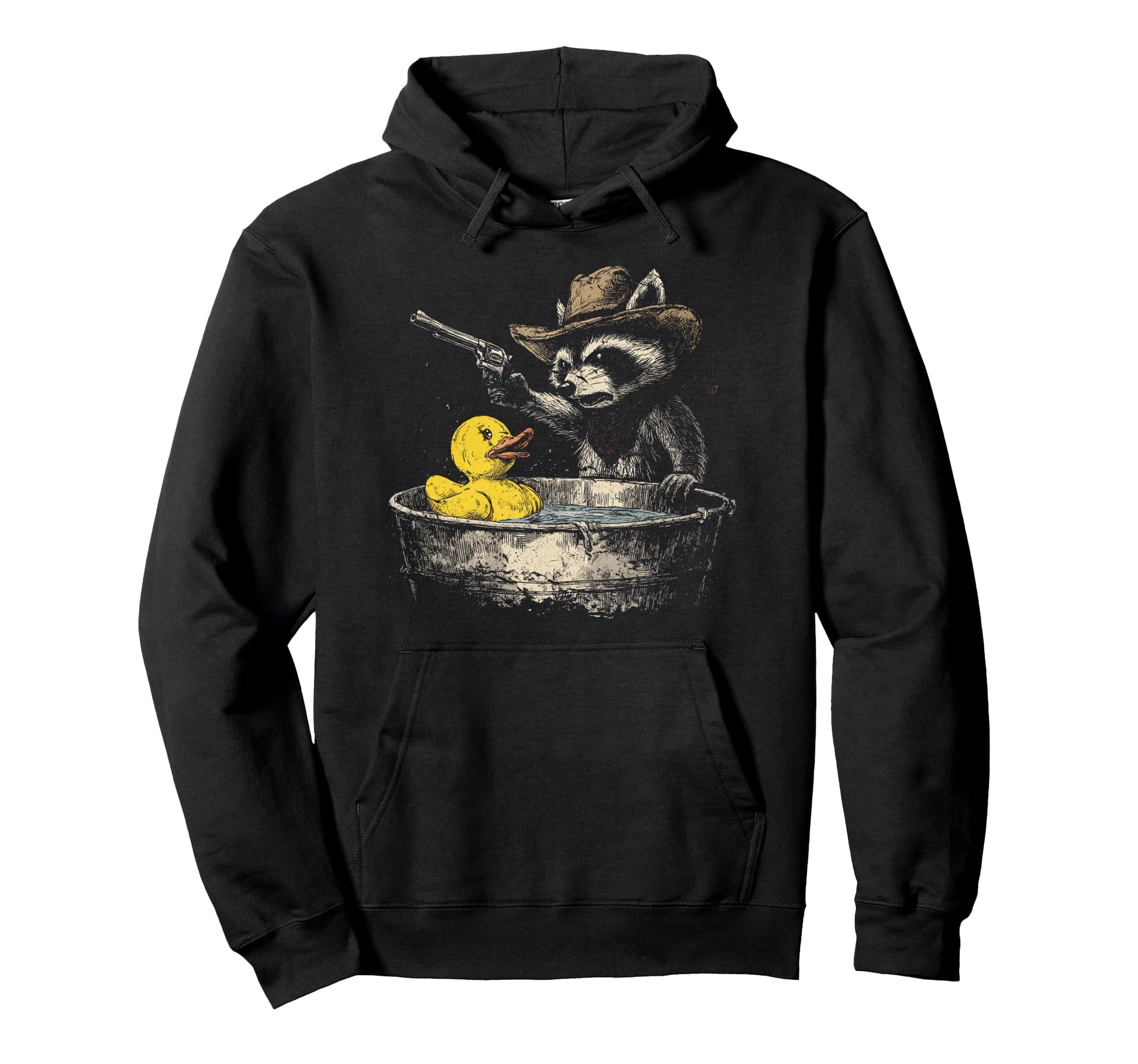Funny Weirdcore Raccoon Cowboy Rubber Hoodie - Novelty Apparel Men Women - T-Shirt, Sweatshirt, Hoodie