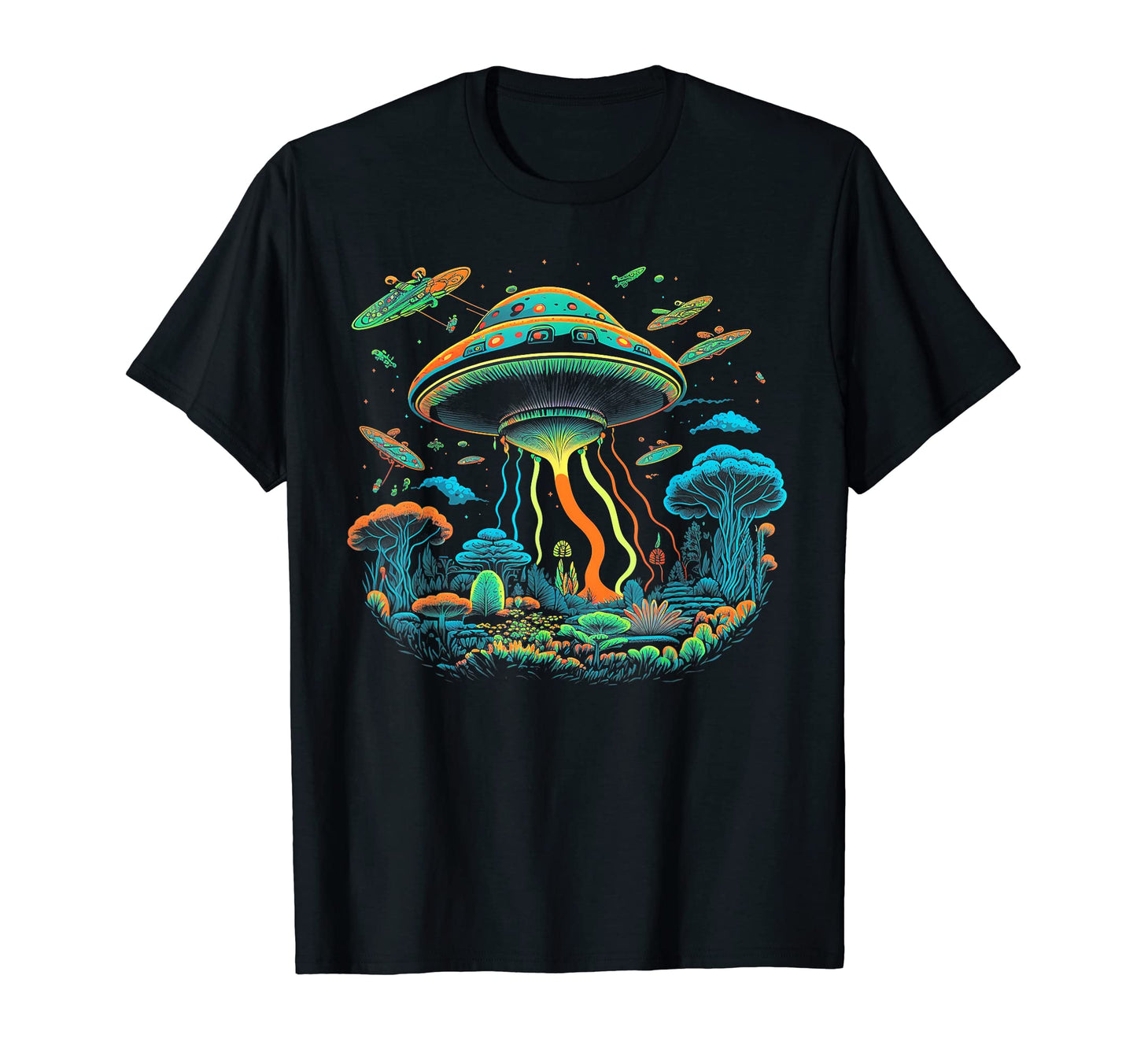 Ufo Funny Alien Mushrooms 60S 80S 70S T-Shirt - Streetwear Style Unisex - T-Shirt, Sweatshirt, Hoodie