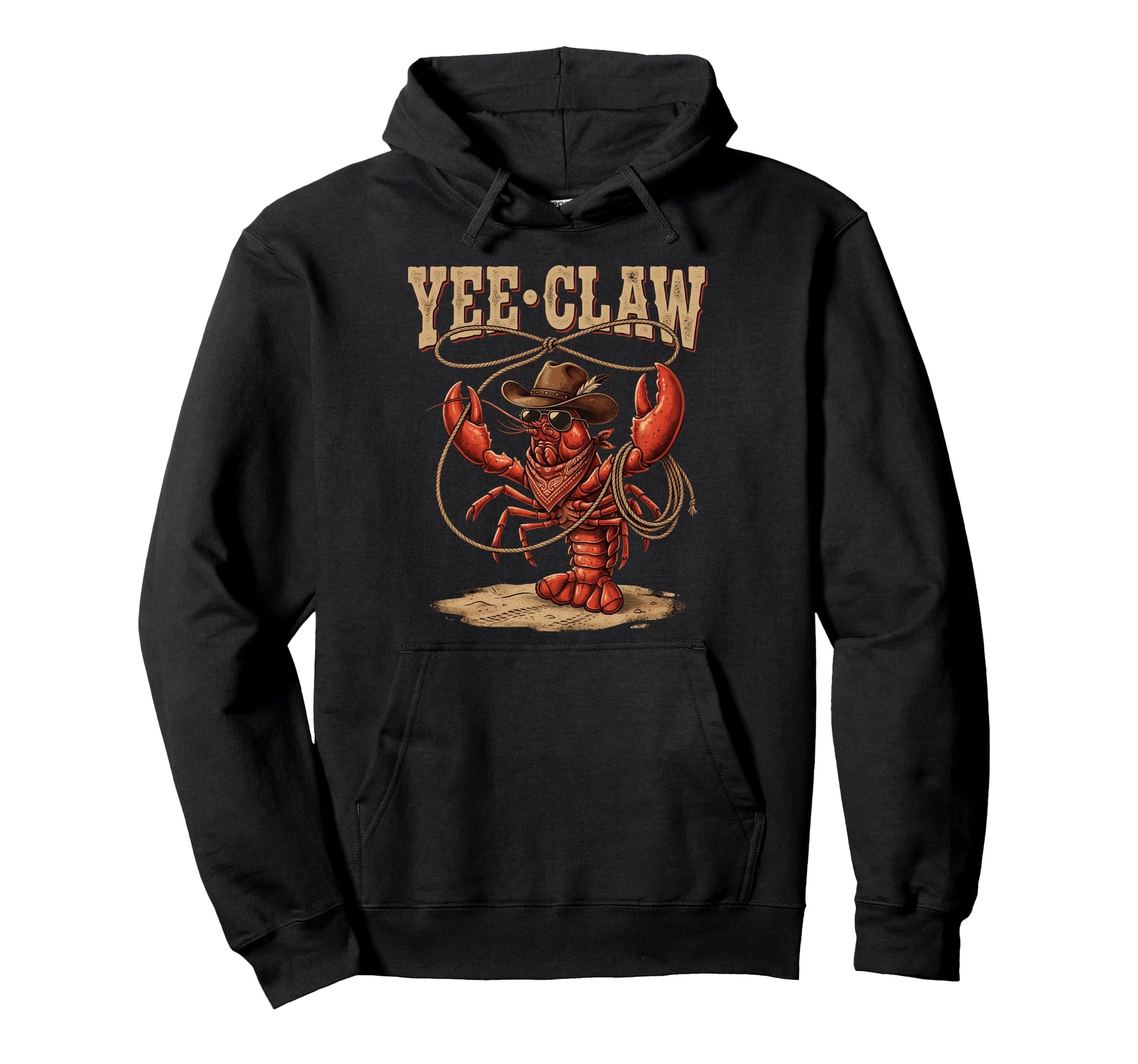 Yee Claw Funny Crawfish Cowboy Hoodie - Casual Everyday Wear for Adults - T-Shirt, Sweatshirt, Hoodie