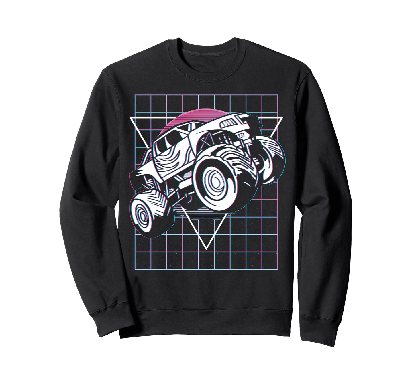 Vaporwave Aesthetic Monster Truck Sweatshirt - Novelty Apparel for Adults - T-Shirt, Sweatshirt, Hoodie