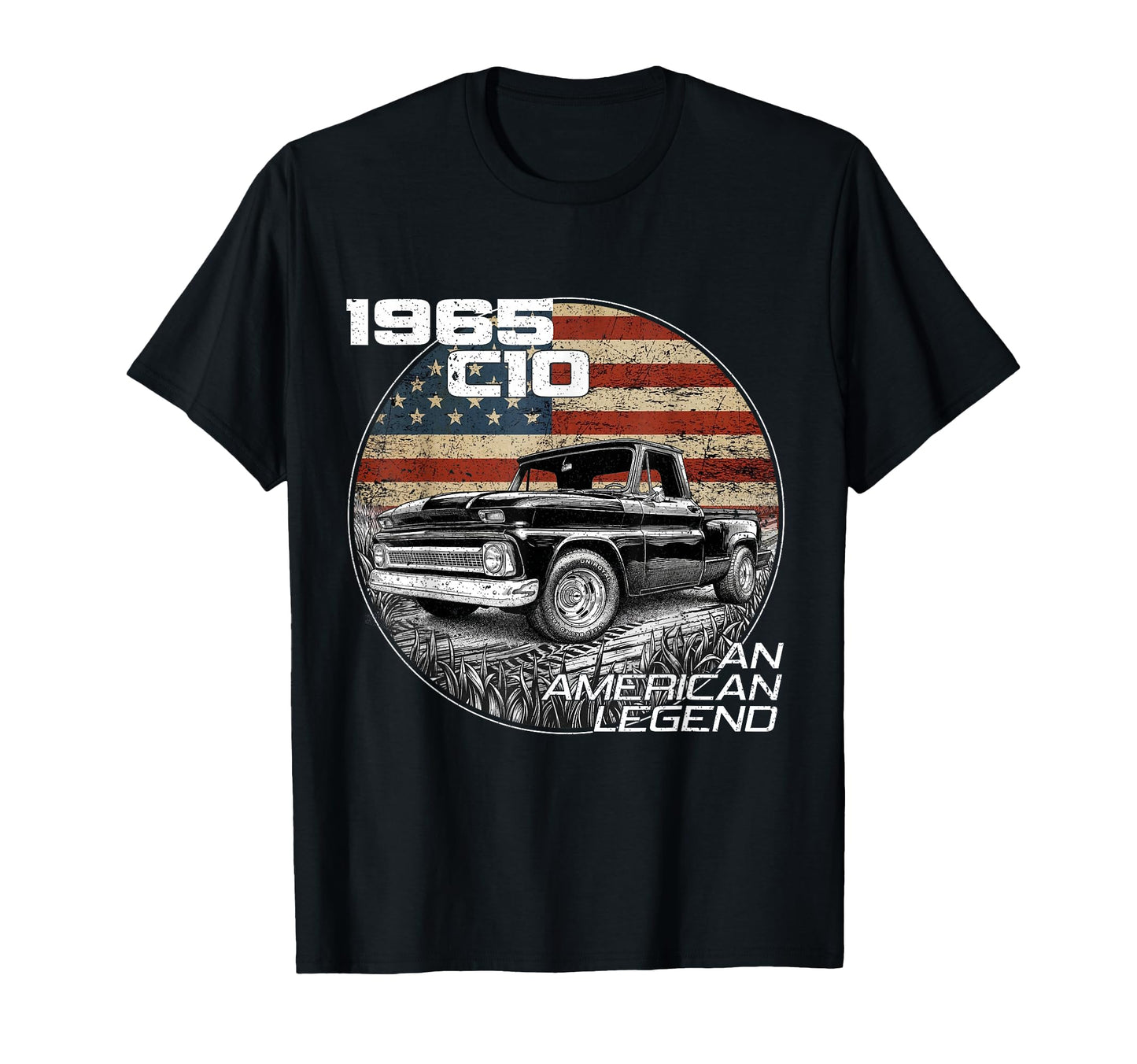 American Flag 1965 C10 65 Truck T-Shirt - Fun Novelty Design Unisex - T-Shirt, Sweatshirt, Hoodie