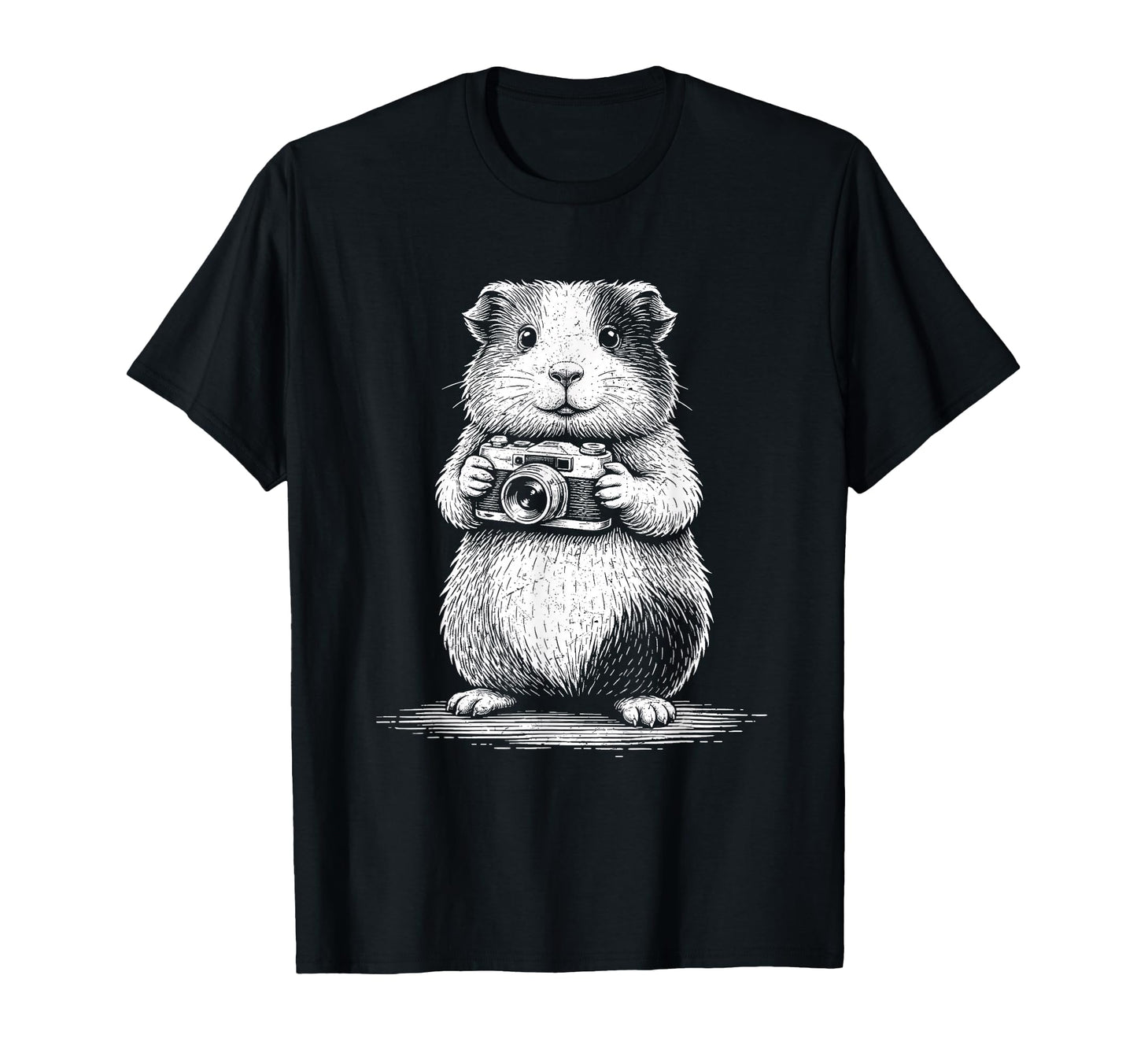 Guinea Pig Photographer Camera Engraving T-Shirt - Unique Graphic Unisex - T-Shirt, Sweatshirt, Hoodie