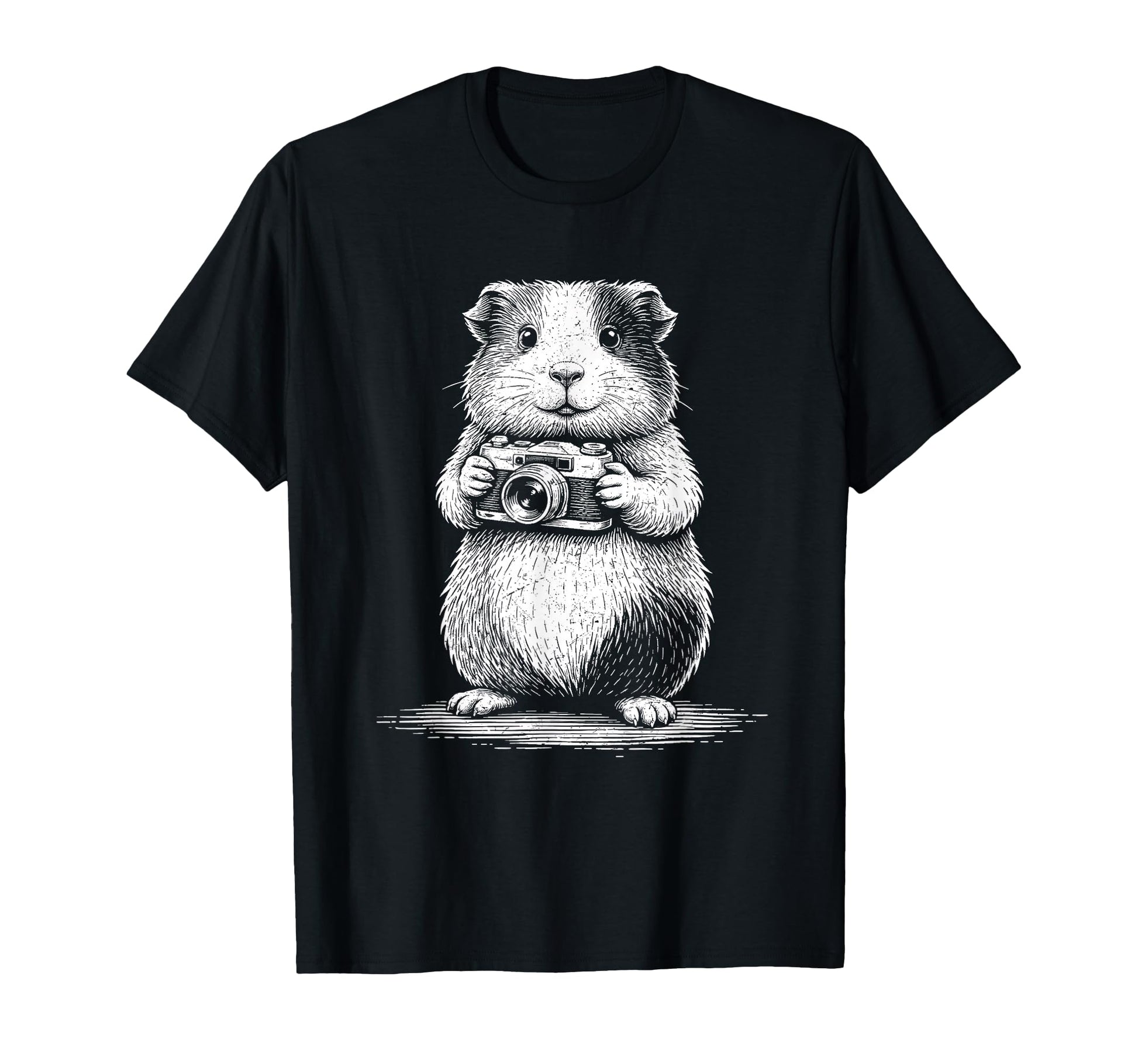 Guinea Pig Photographer Camera Engraving T-Shirt - Unique Graphic Unisex - T-Shirt, Sweatshirt, Hoodie