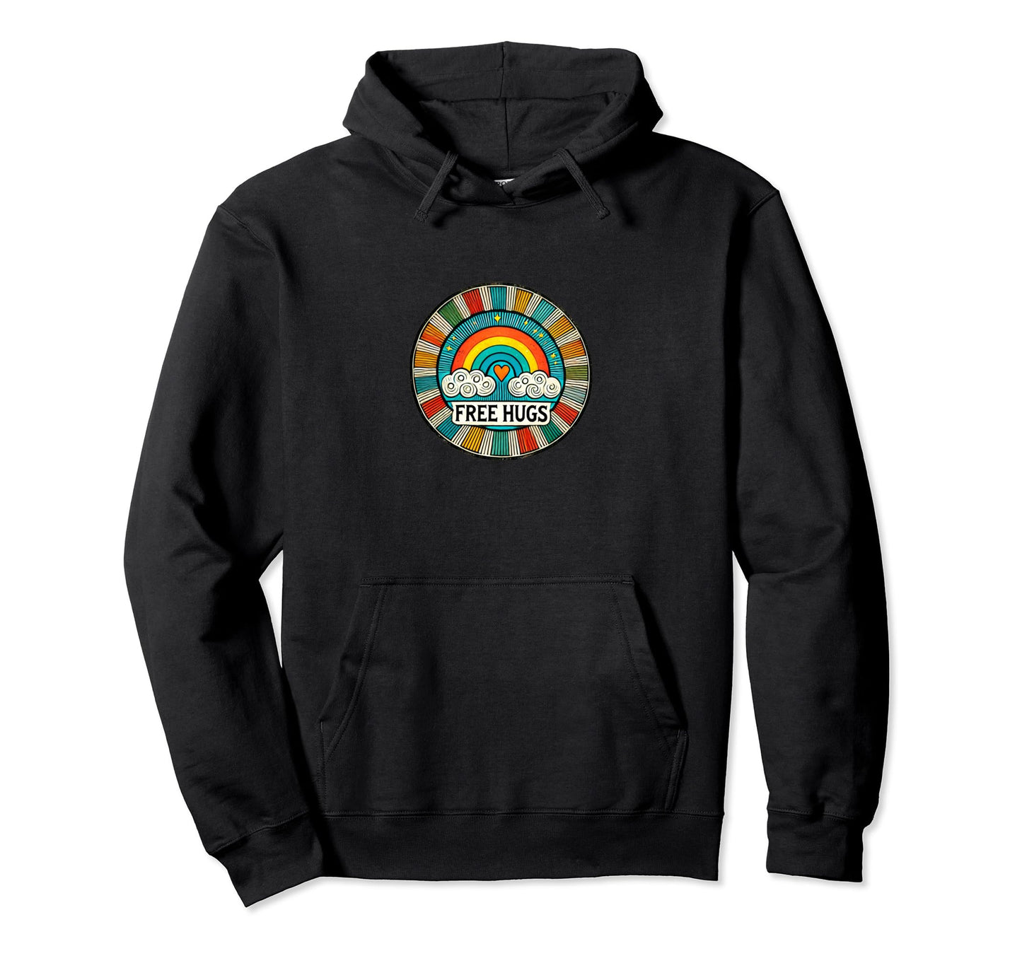 Free Hugs Rainbow Illustration Rainbows Hoodie - Custom Art Print Men Women - T-Shirt, Sweatshirt, Hoodie