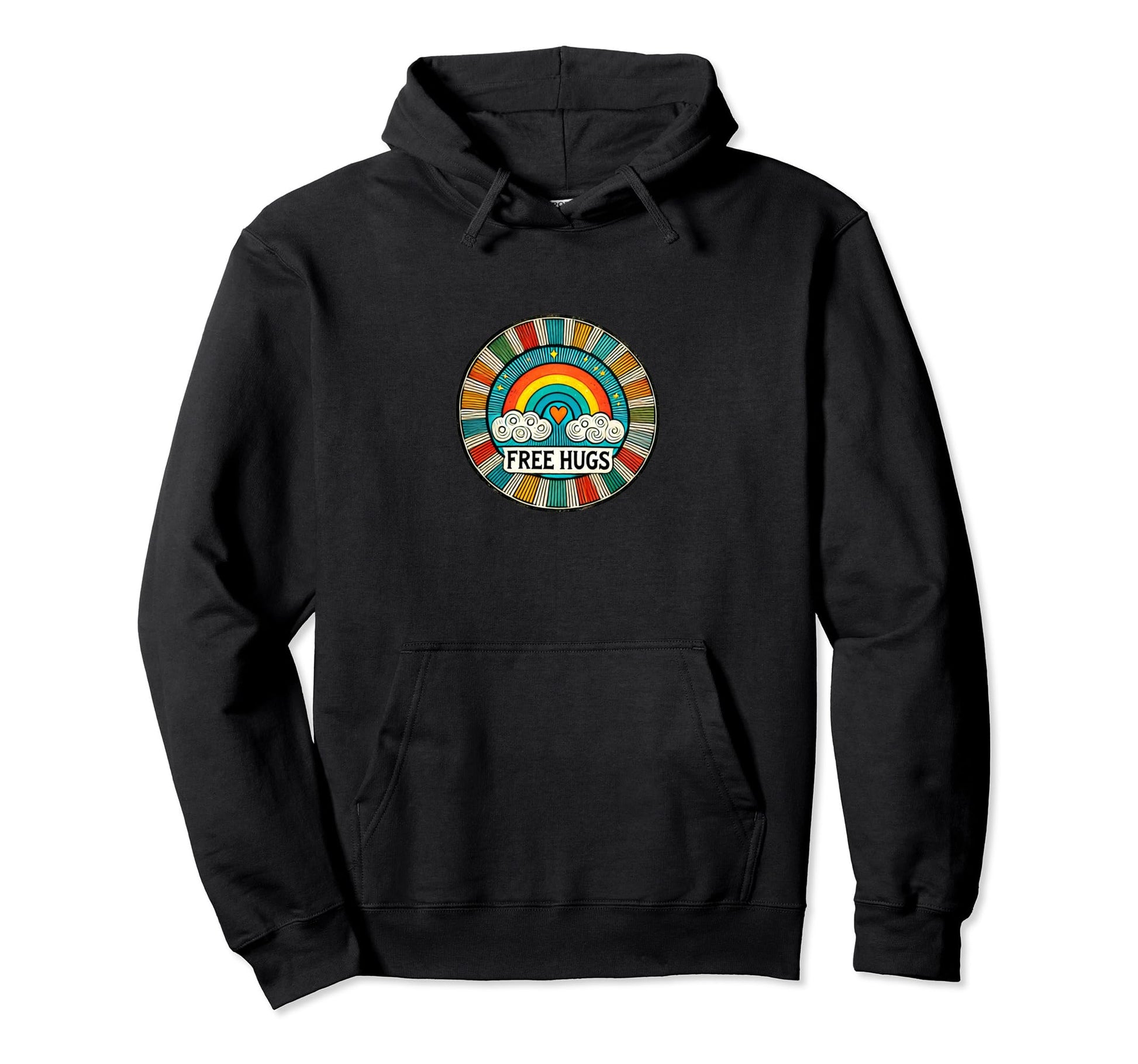 Free Hugs Rainbow Illustration Rainbows Hoodie - Custom Art Print Men Women - T-Shirt, Sweatshirt, Hoodie