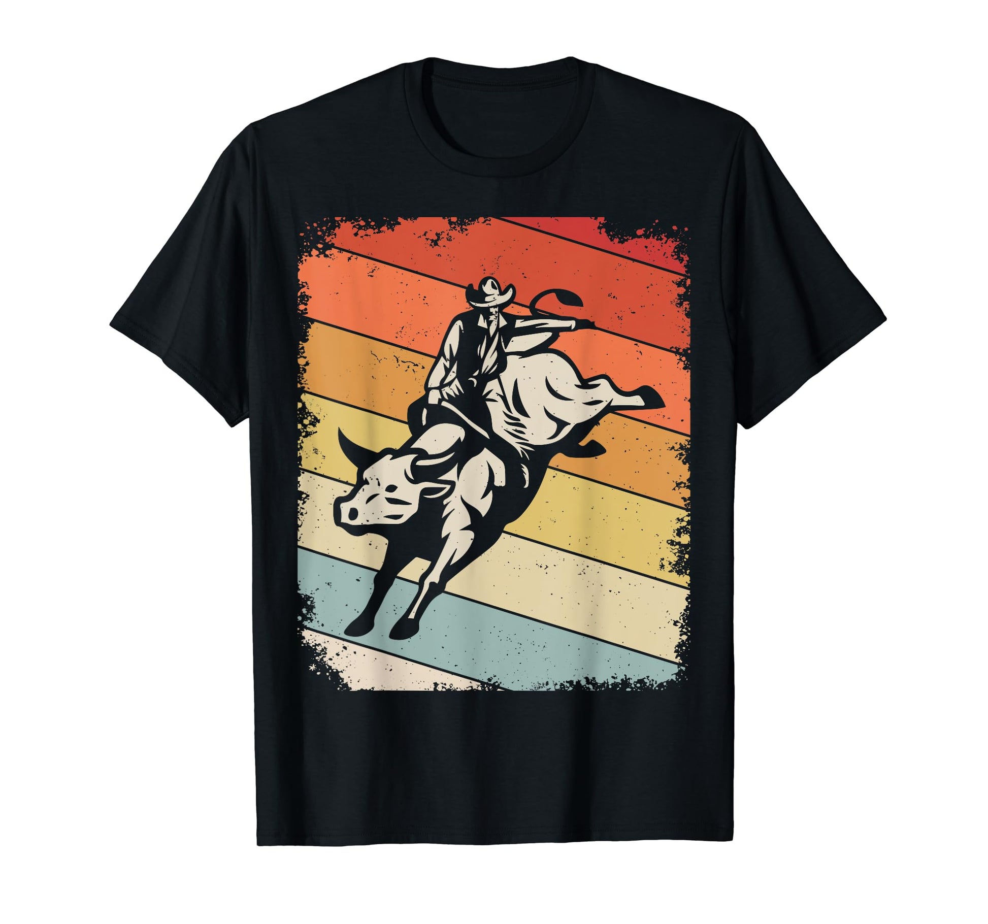 Bull Riding Cowboy Bull Rodeo T-Shirt - Custom Art Print Men Women - T-Shirt, Sweatshirt, Hoodie