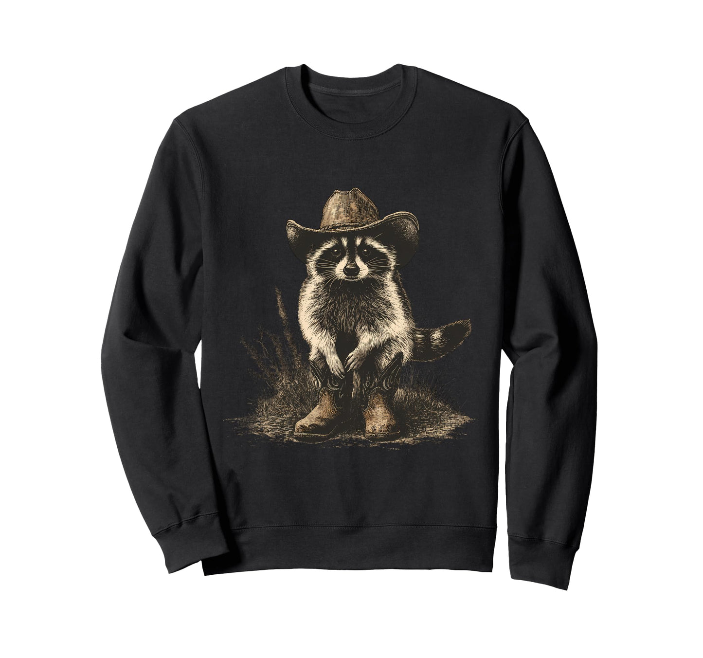 Raccoon Cowboy Rodeo Cowgirl Western Sweatshirt - Graphic Print Unisex - T-Shirt, Sweatshirt, Hoodie