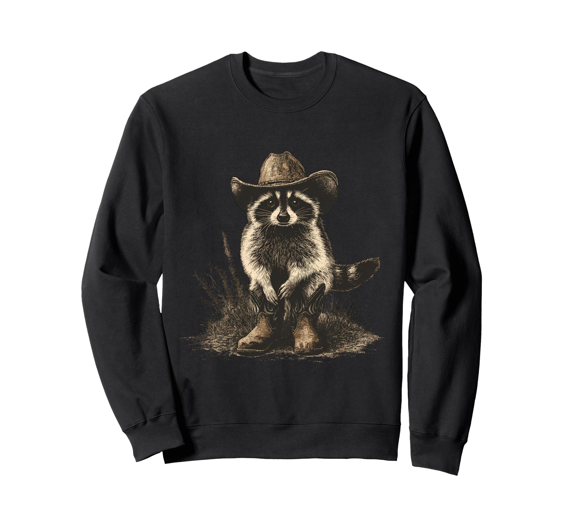 Raccoon Cowboy Rodeo Cowgirl Western Sweatshirt - Graphic Print Unisex - T-Shirt, Sweatshirt, Hoodie