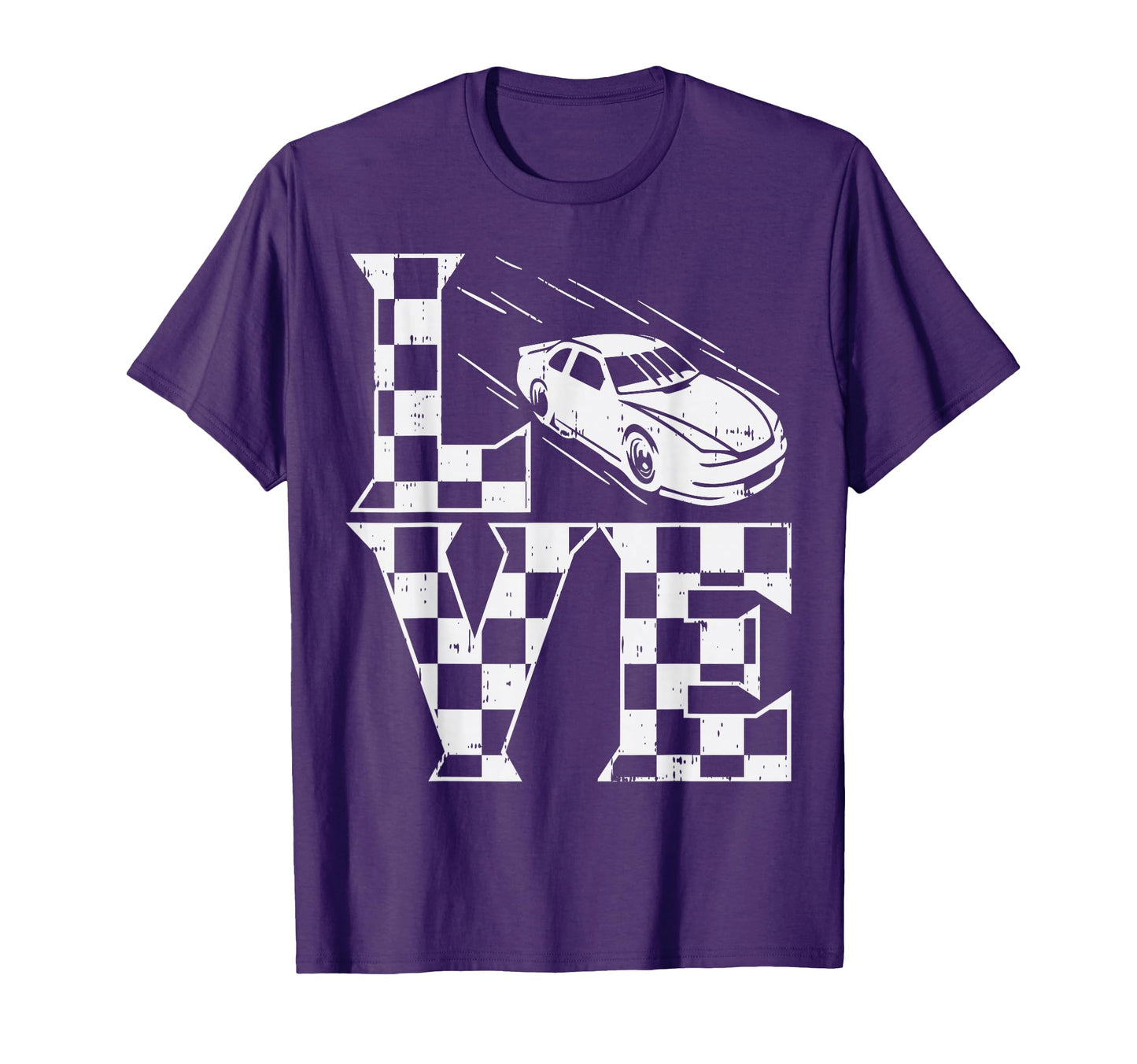 Love Racing Car Checkered Flag Drag Race T-Shirt - Trendy Graphic Unisex - T-Shirt, Sweatshirt, Hoodie