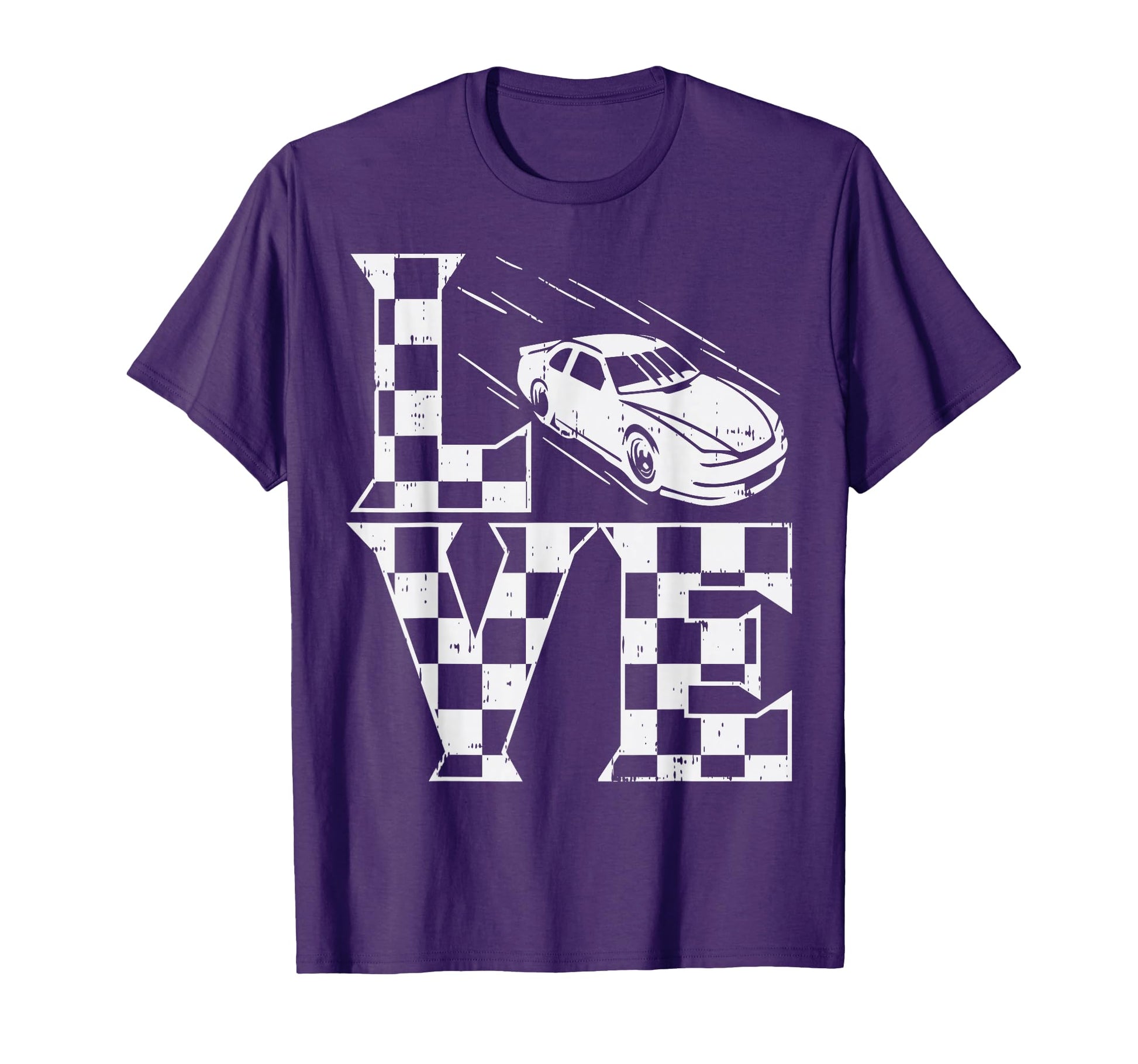 Love Racing Car Checkered Flag Drag Race T-Shirt - Trendy Graphic Unisex - T-Shirt, Sweatshirt, Hoodie