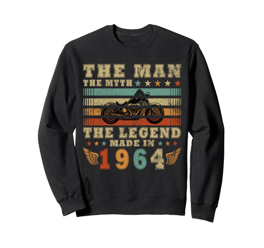 60 Years Biker 1964 Motorcyclist Sweatshirt - Graphic Print for Adults - T-Shirt, Sweatshirt, Hoodie