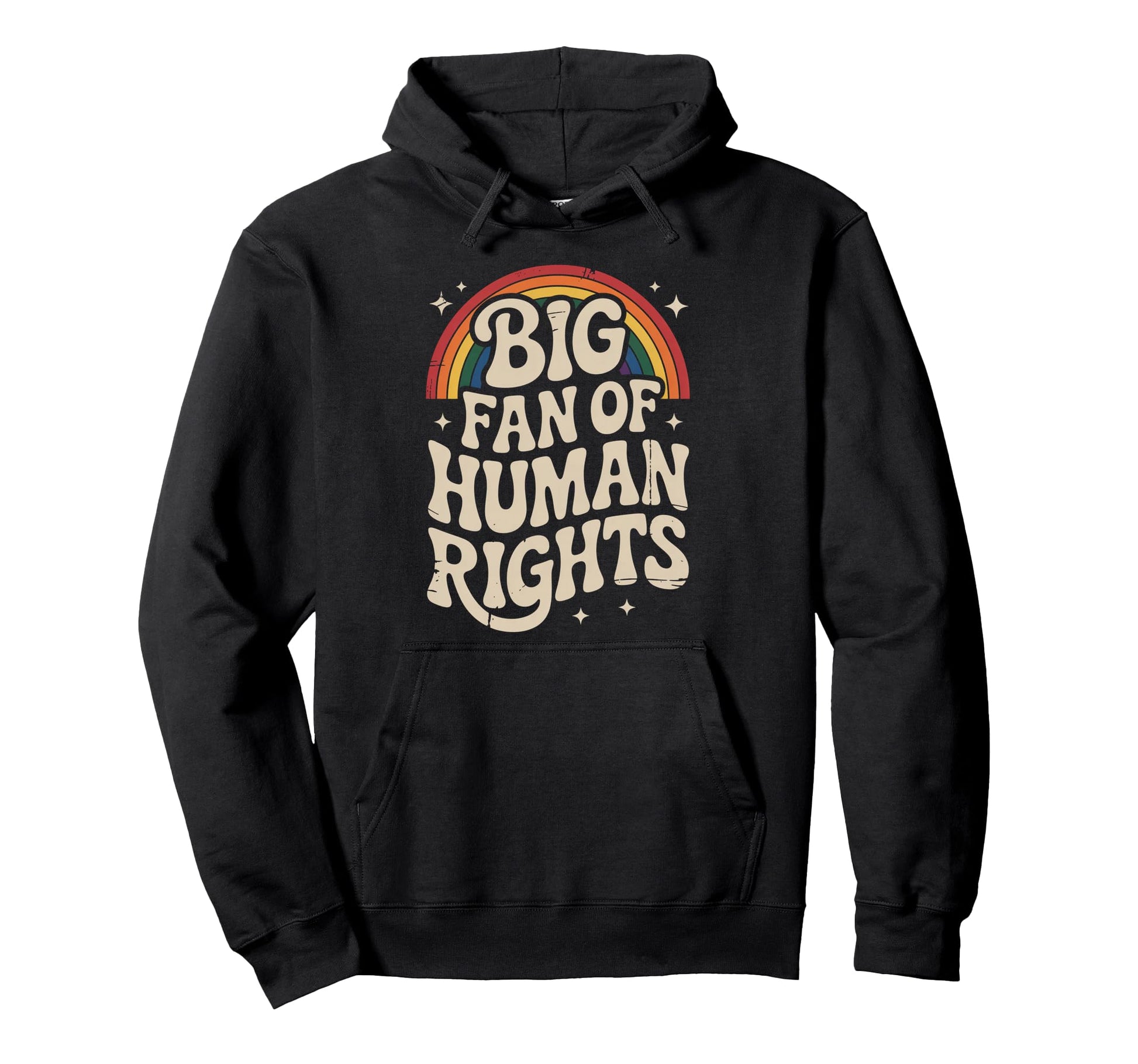 Big Fan Human Rights Rainbow Hoodie - Minimalist Print for Adults - T-Shirt, Sweatshirt, Hoodie