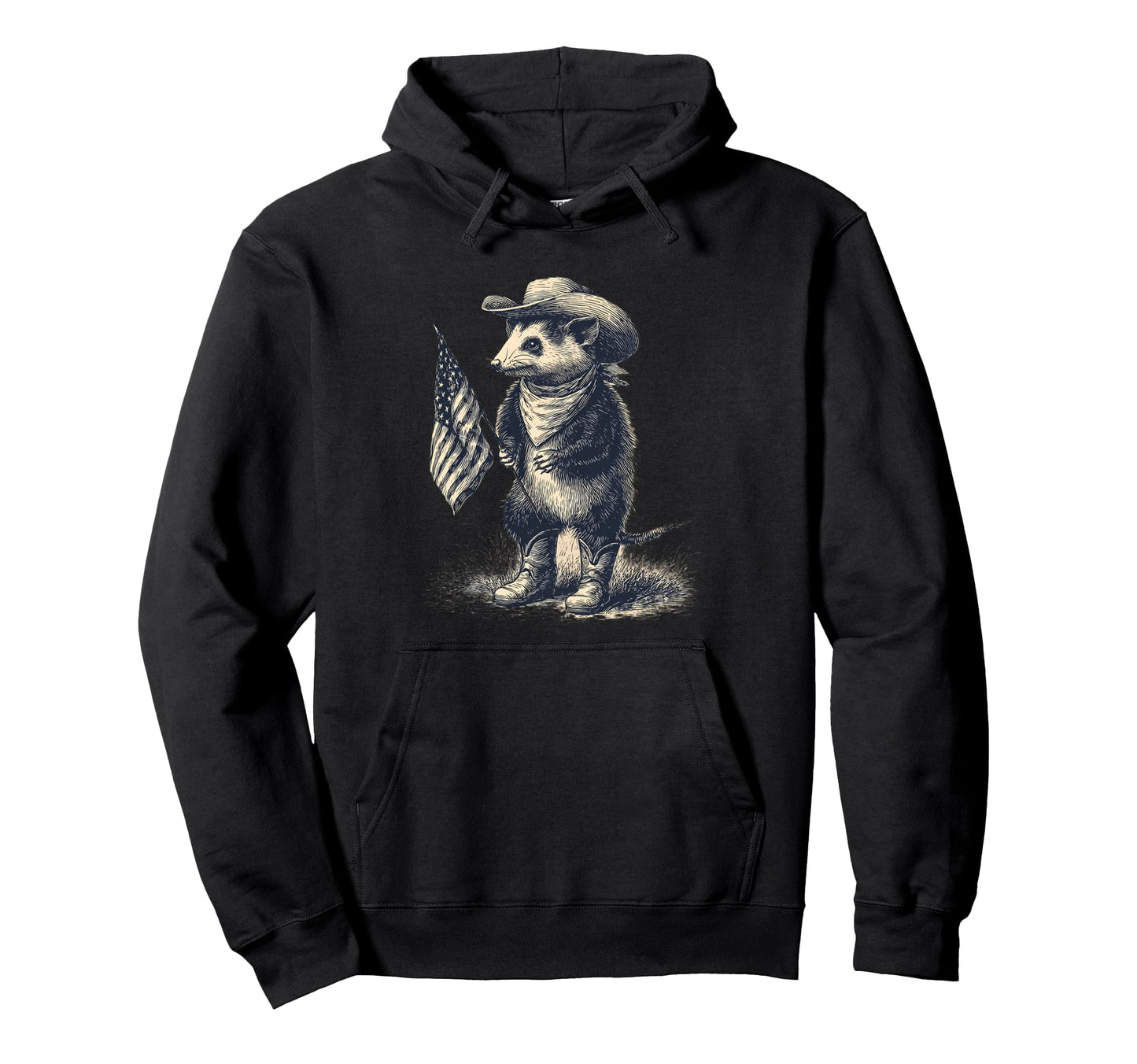 Country Cowboy Opossum Rodeo Possum Hoodie - Custom Art Print for Adults - T-Shirt, Sweatshirt, Hoodie
