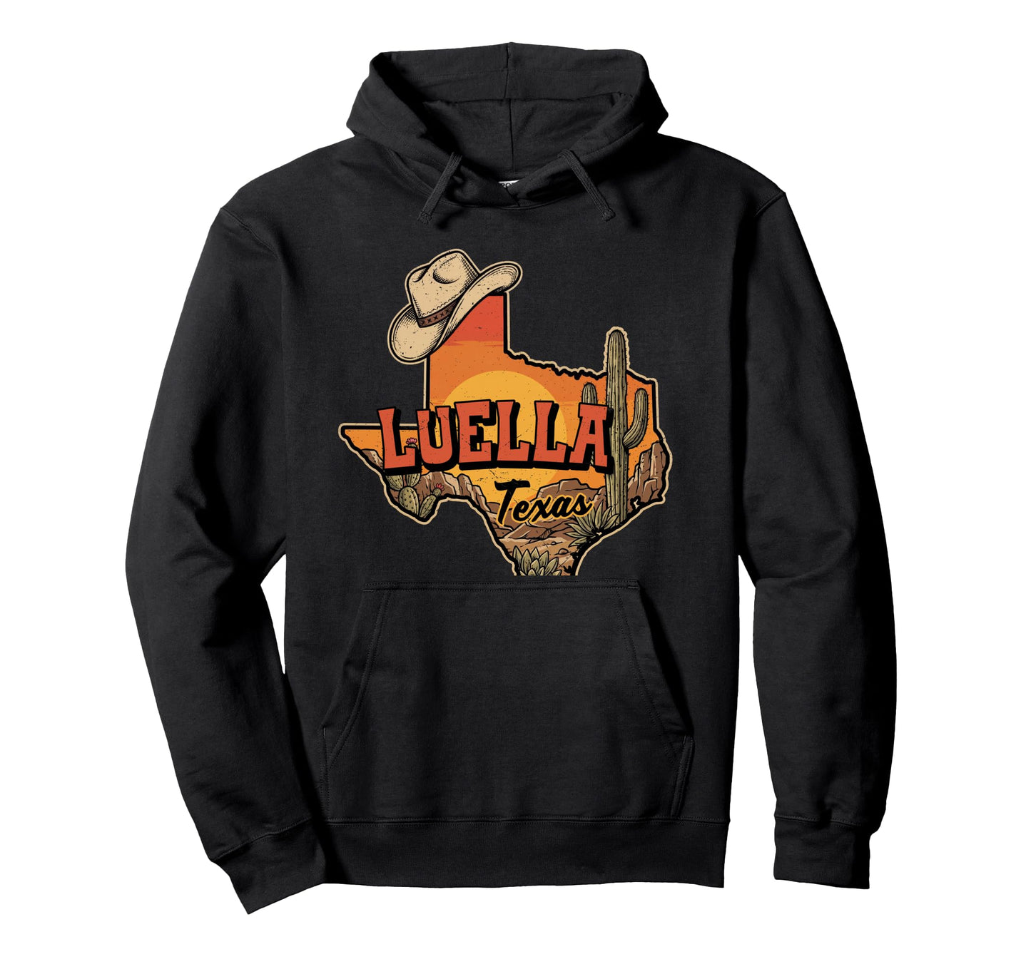 Luella Texas Cowboy Hat Desert Cactus Hoodie - Custom Art Print for Adults - T-Shirt, Sweatshirt, Hoodie
