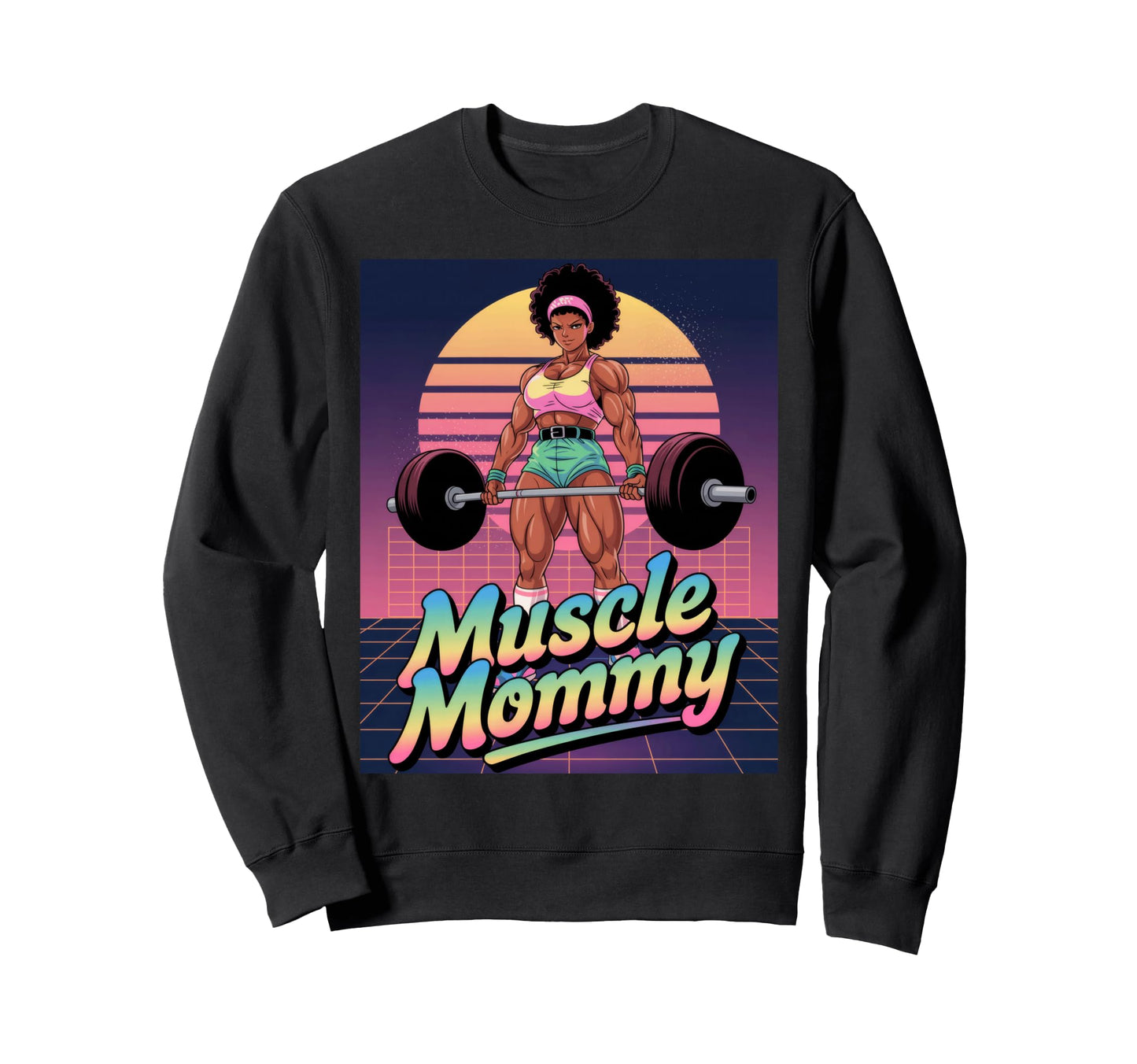 Anime Muscle Mommy Weightlifting Sweatshirt - Minimalist Print Unisex - T-Shirt, Sweatshirt, Hoodie