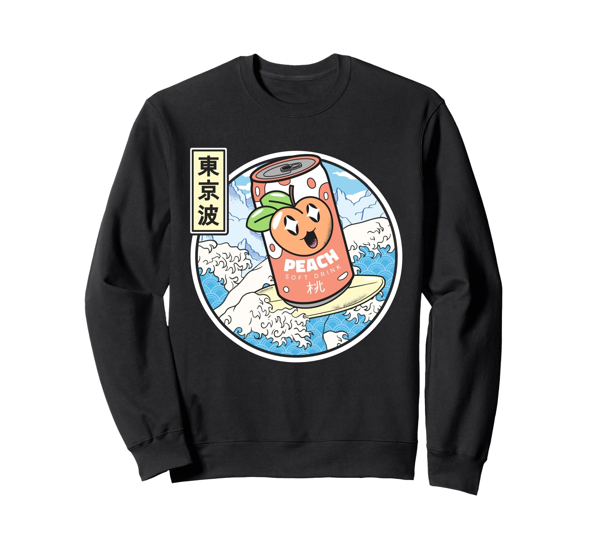 Surfing Peach Soda Japanese Waves Sweatshirt - Novelty Apparel Men Women - T-Shirt, Sweatshirt, Hoodie
