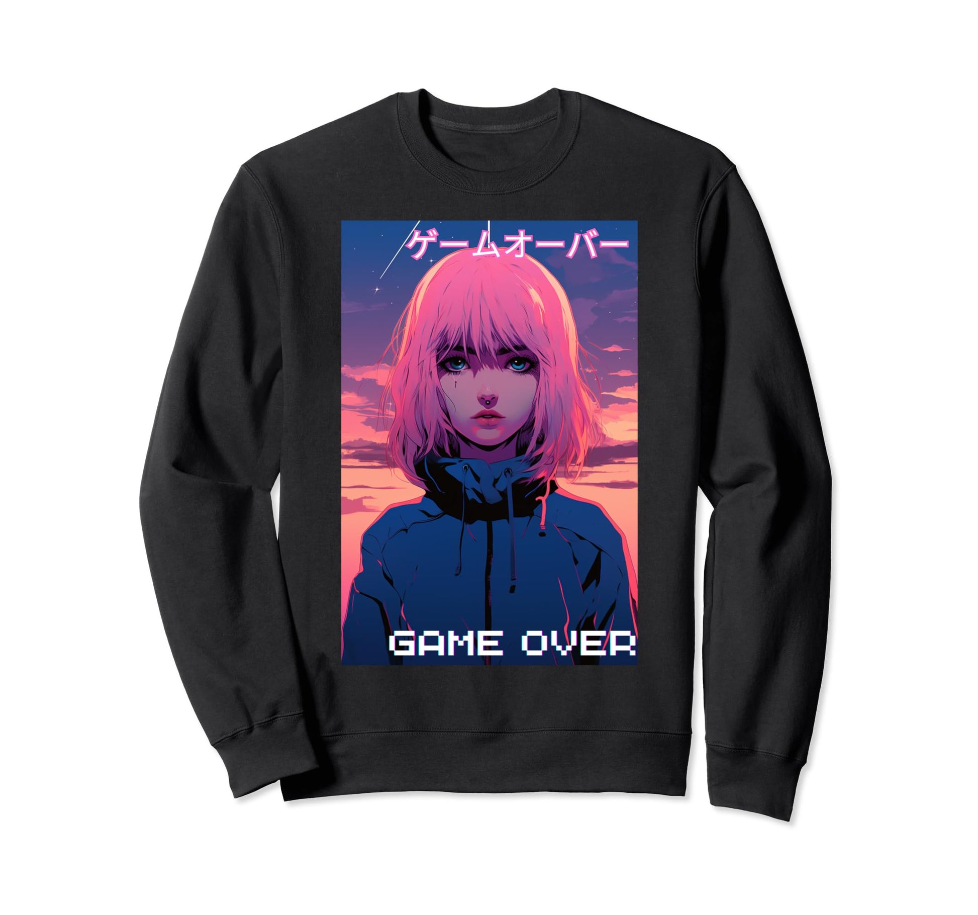 Japanese Vaporwave Sad Anime Indie Sweatshirt - Minimalist Print Unisex - T-Shirt, Sweatshirt, Hoodie