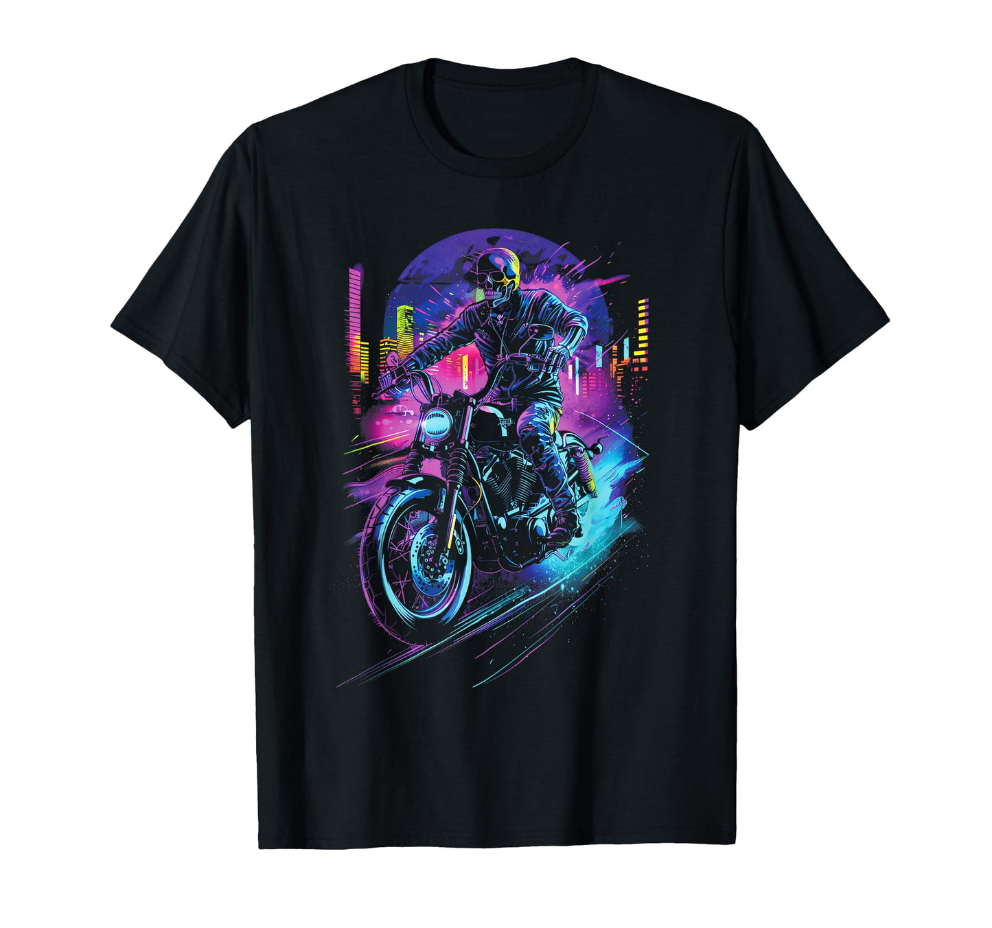 Skeleton Motorcycle Through T-Shirt - Fun Novelty Design Men Women - T-Shirt, Sweatshirt, Hoodie