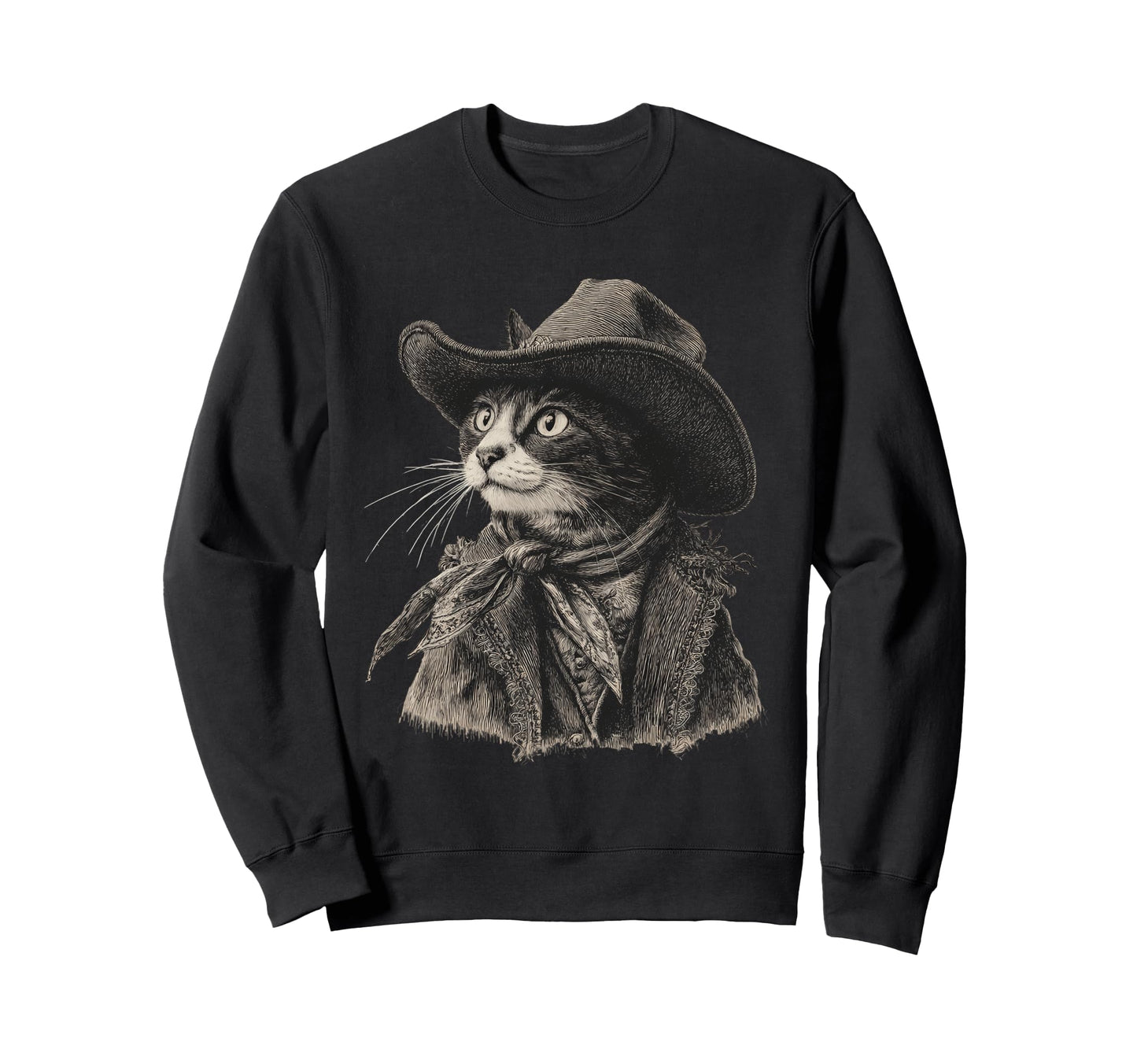 Cat Cowboy Western Country Cowgirl Sweatshirt - Streetwear Style Men Women - T-Shirt, Sweatshirt, Hoodie
