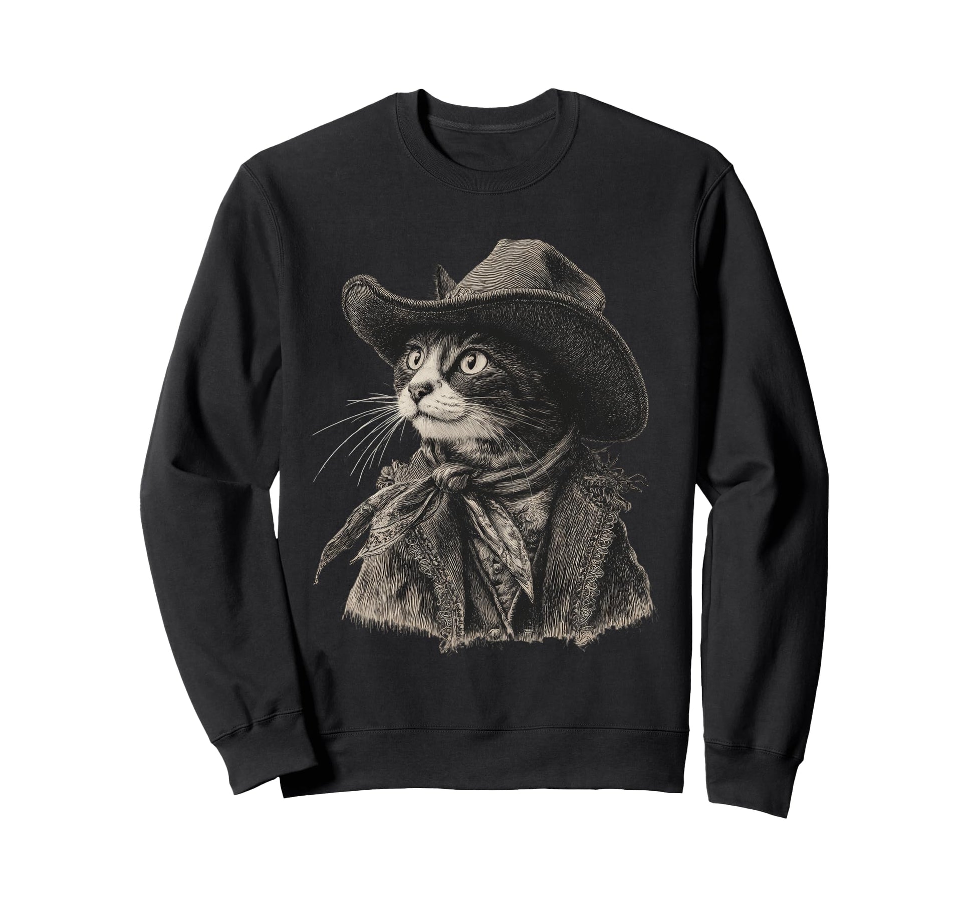 Cat Cowboy Western Country Cowgirl Sweatshirt - Streetwear Style Men Women - T-Shirt, Sweatshirt, Hoodie