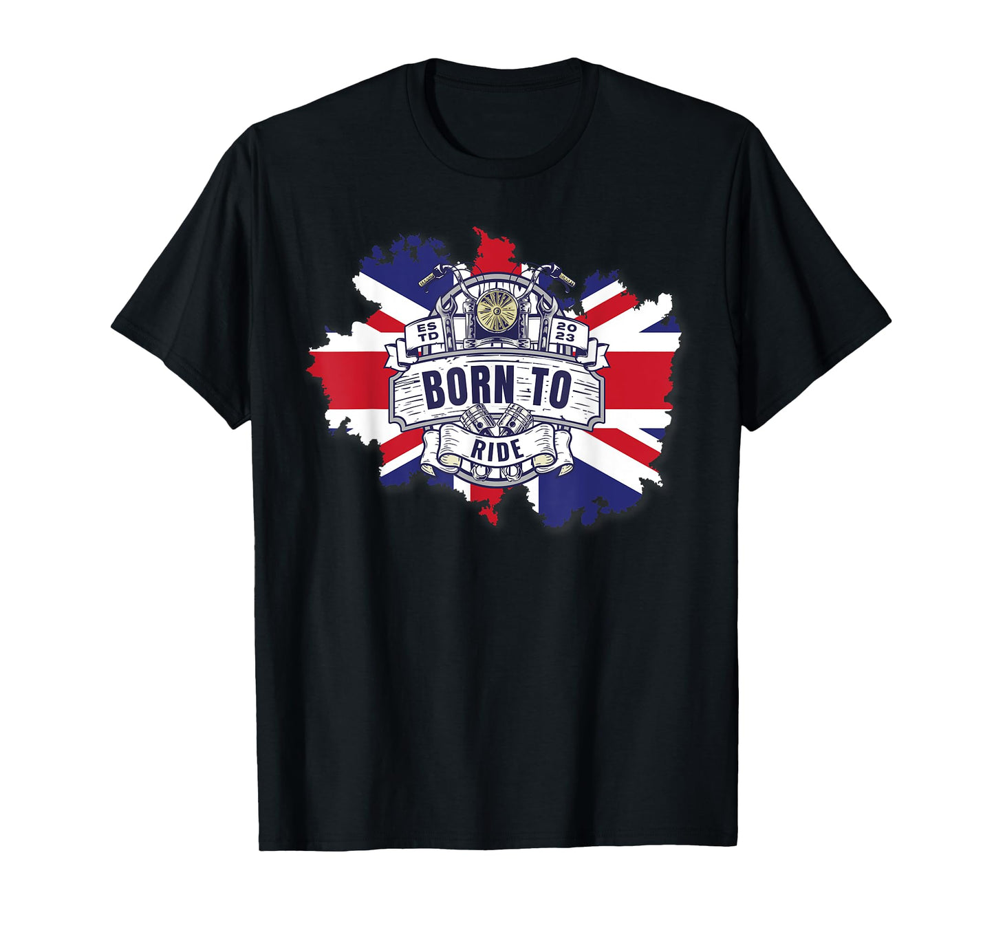 Uk Union Flag Motorcycle Biker T-Shirt - Unique Graphic Men Women - T-Shirt, Sweatshirt, Hoodie