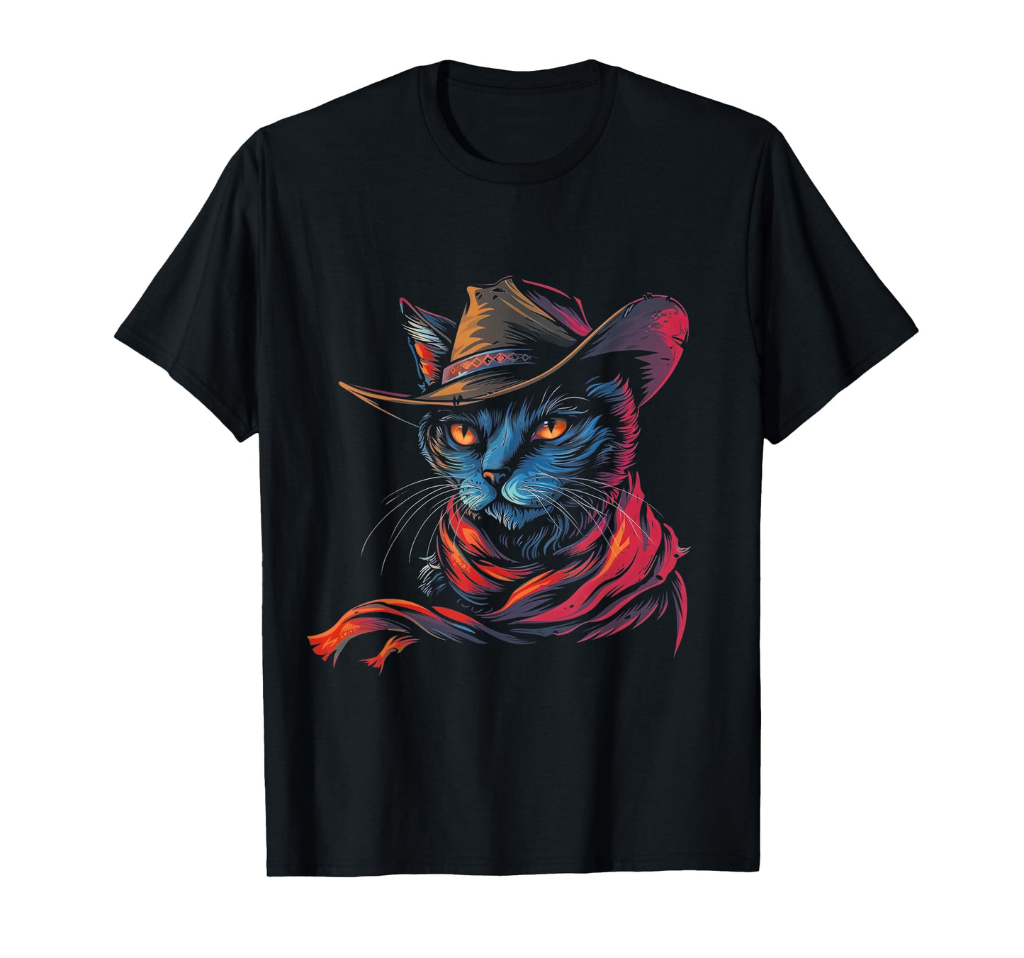 Cat Wearing Cowboy Hat Western Country T-Shirt - Custom Art Print Men Women - T-Shirt, Sweatshirt, Hoodie
