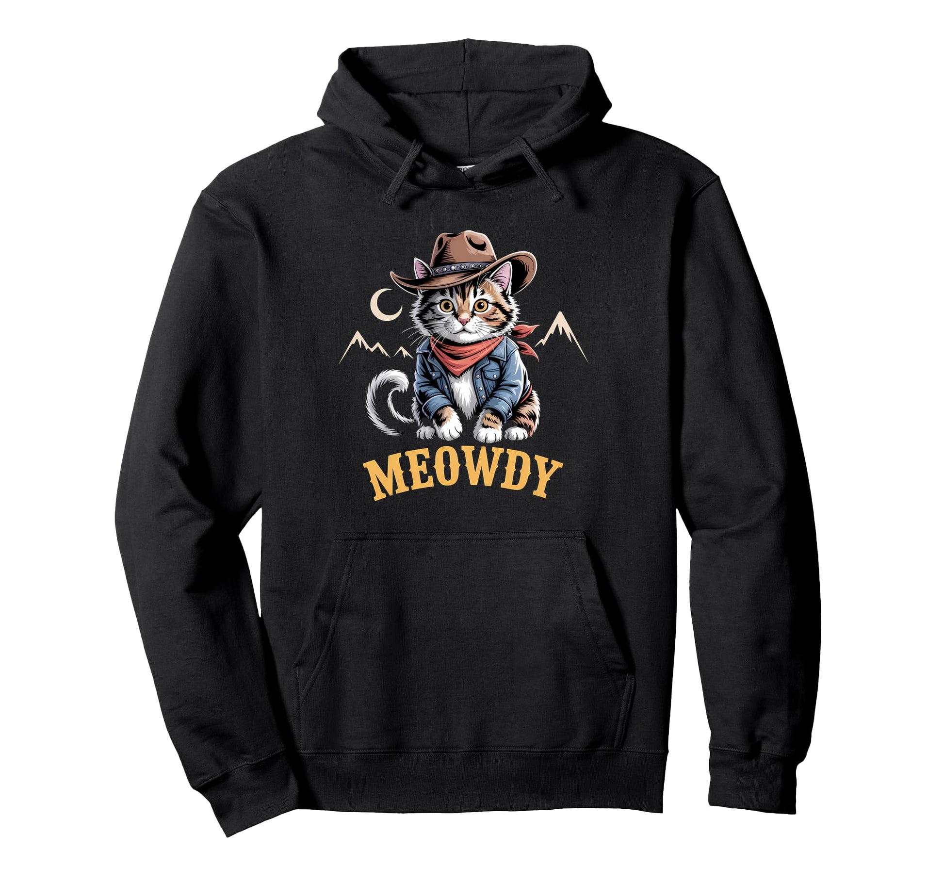 Meowdy Cat Cowboy Cat Western Hoodie - Casual Everyday Wear for Adults - T-Shirt, Sweatshirt, Hoodie