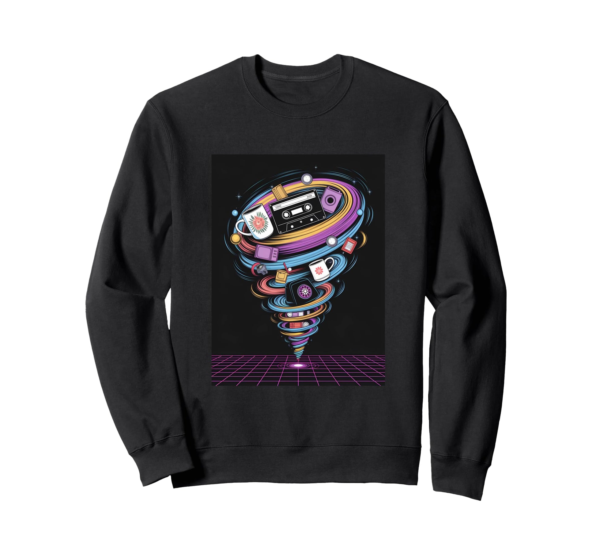 Tape Vortex Surreal 80S Vaporwave Sweatshirt - Novelty Apparel Men Women - T-Shirt, Sweatshirt, Hoodie
