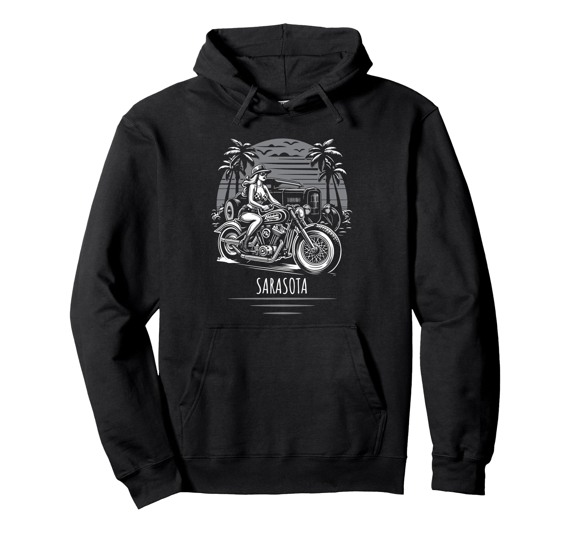 Sarasota Florida Motorcycle Hotrod Hoodie - Minimalist Print Men Women - T-Shirt, Sweatshirt, Hoodie