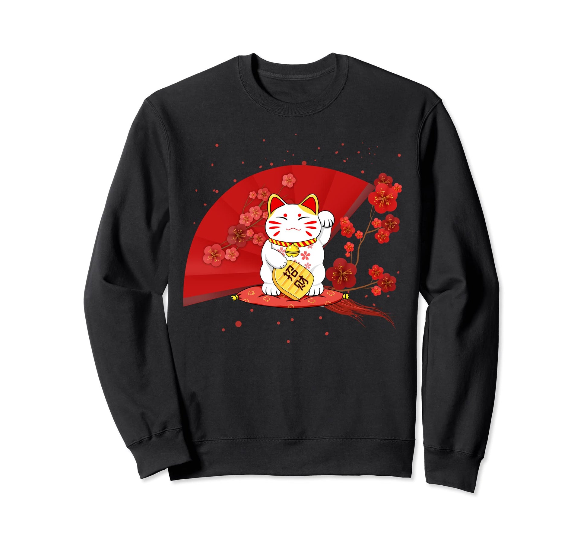 Kawaii Japanese Aesthetic Lucky Cat Sweatshirt - Novelty Apparel Men Women - T-Shirt, Sweatshirt, Hoodie