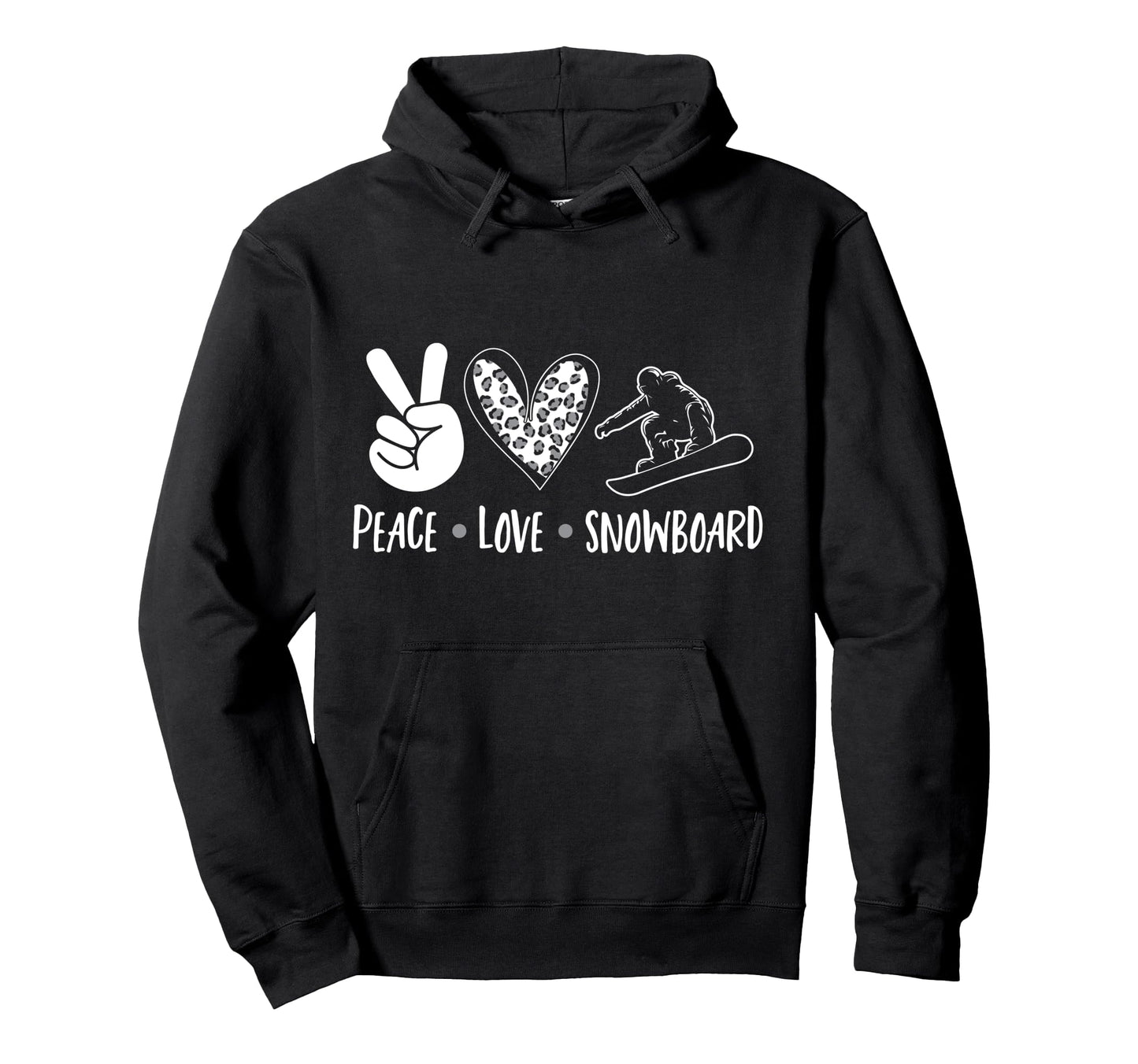 Snowboarding Snowboard Peace Love Hoodie - Novelty Apparel for Adults - T-Shirt, Sweatshirt, Hoodie