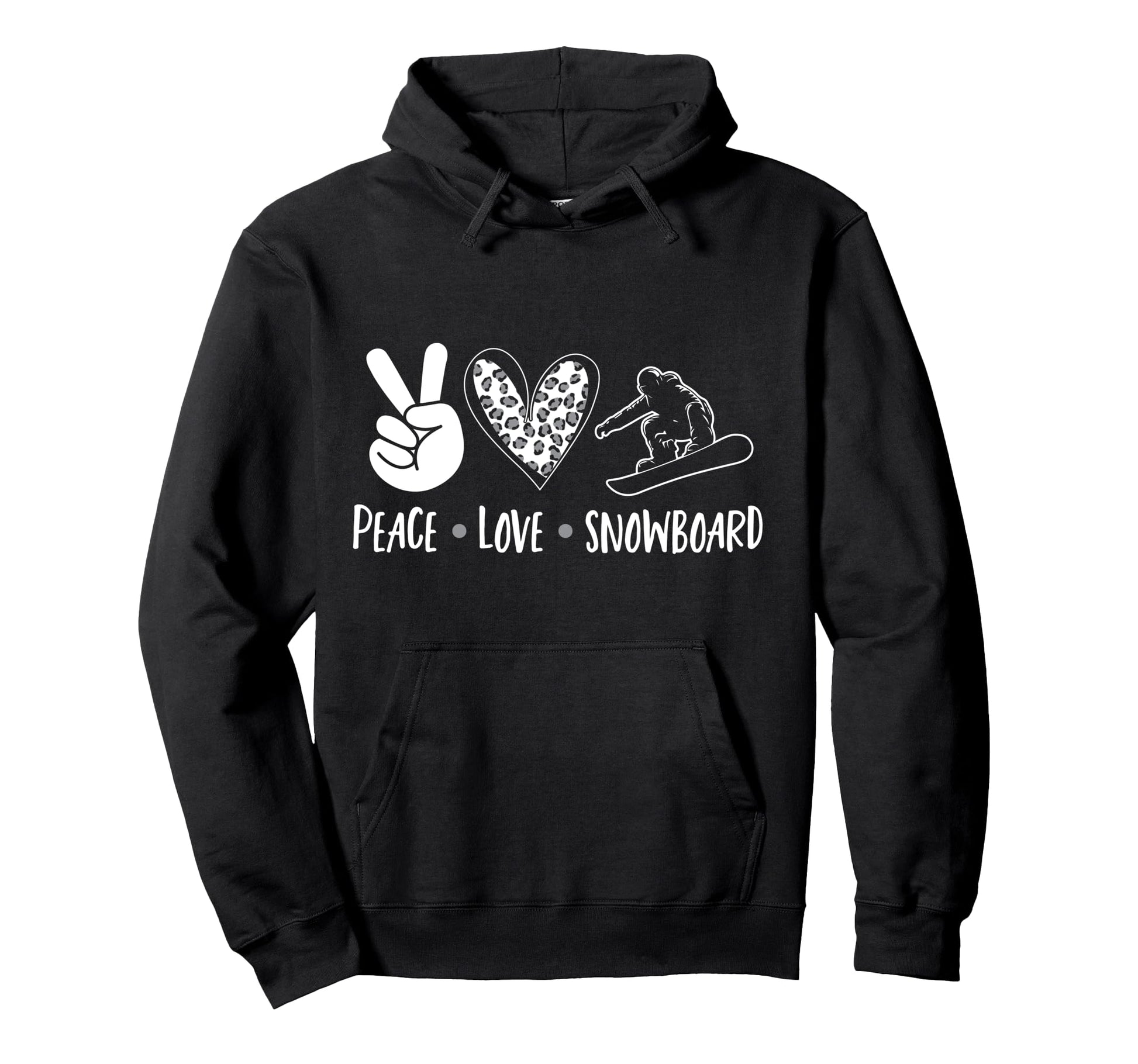 Snowboarding Snowboard Peace Love Hoodie - Novelty Apparel for Adults - T-Shirt, Sweatshirt, Hoodie