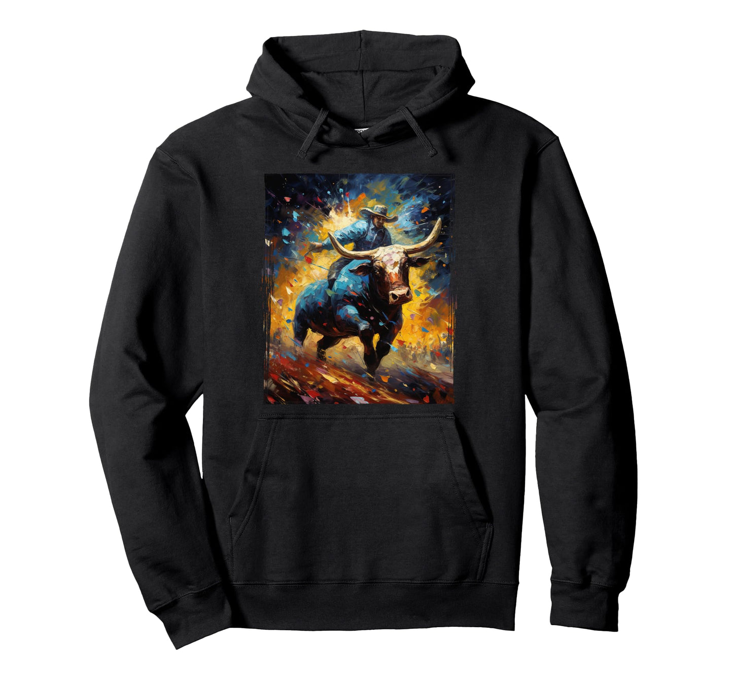 Bull Riding Rodeo Rider Cowboy Van Gogh Hoodie - Trendy Graphic for Adults - T-Shirt, Sweatshirt, Hoodie