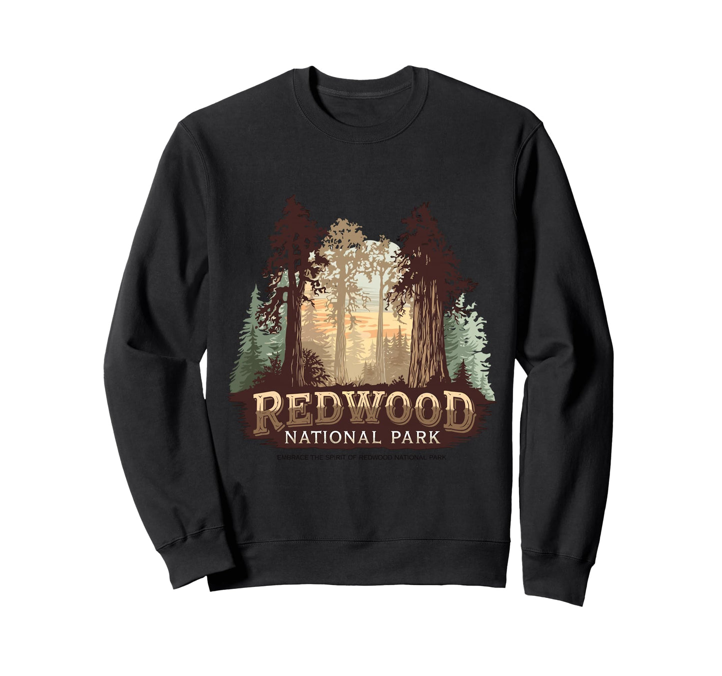 Redwood National Park Throwback Mens Sweatshirt - Custom Art Print Unisex - T-Shirt, Sweatshirt, Hoodie