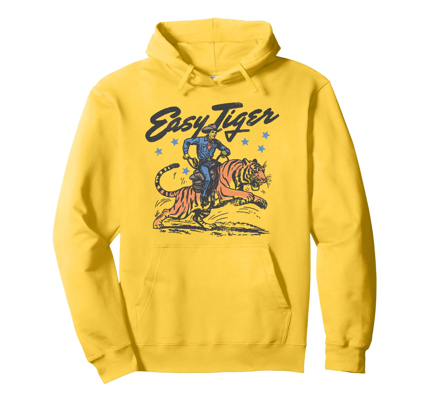 Easy Tiger Funny Cowboy Riding Tiger Hoodie - Minimalist Print Men Women - T-Shirt, Sweatshirt, Hoodie
