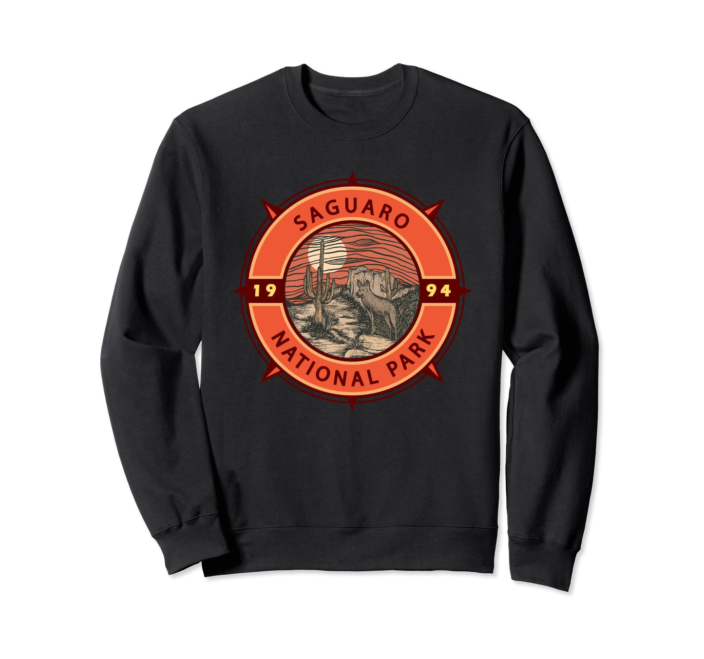Saguaro National Park Coyote Compass Sweatshirt - Graphic Print for Adults - T-Shirt, Sweatshirt, Hoodie