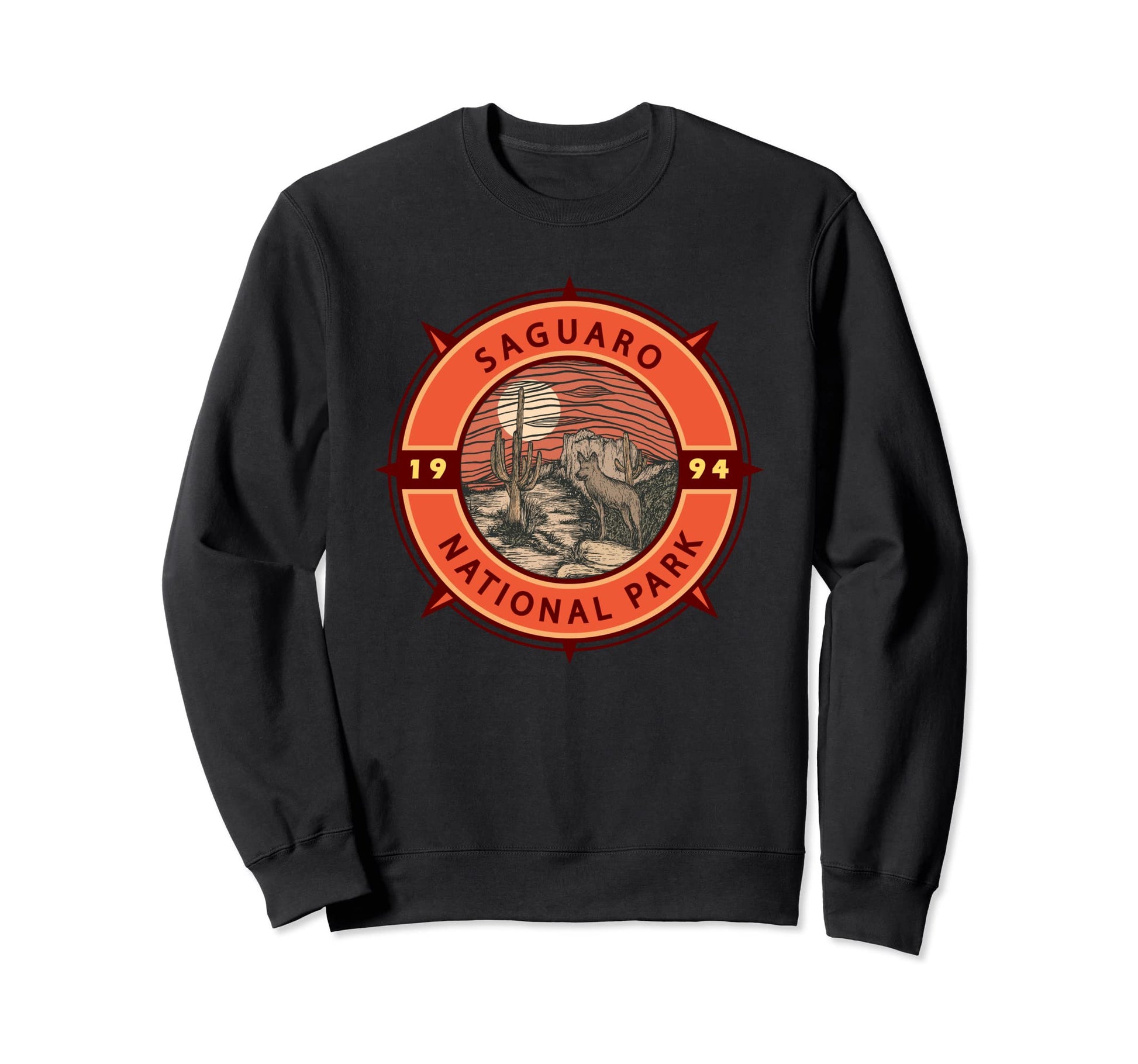 Saguaro National Park Coyote Compass Sweatshirt - Graphic Print for Adults - T-Shirt, Sweatshirt, Hoodie