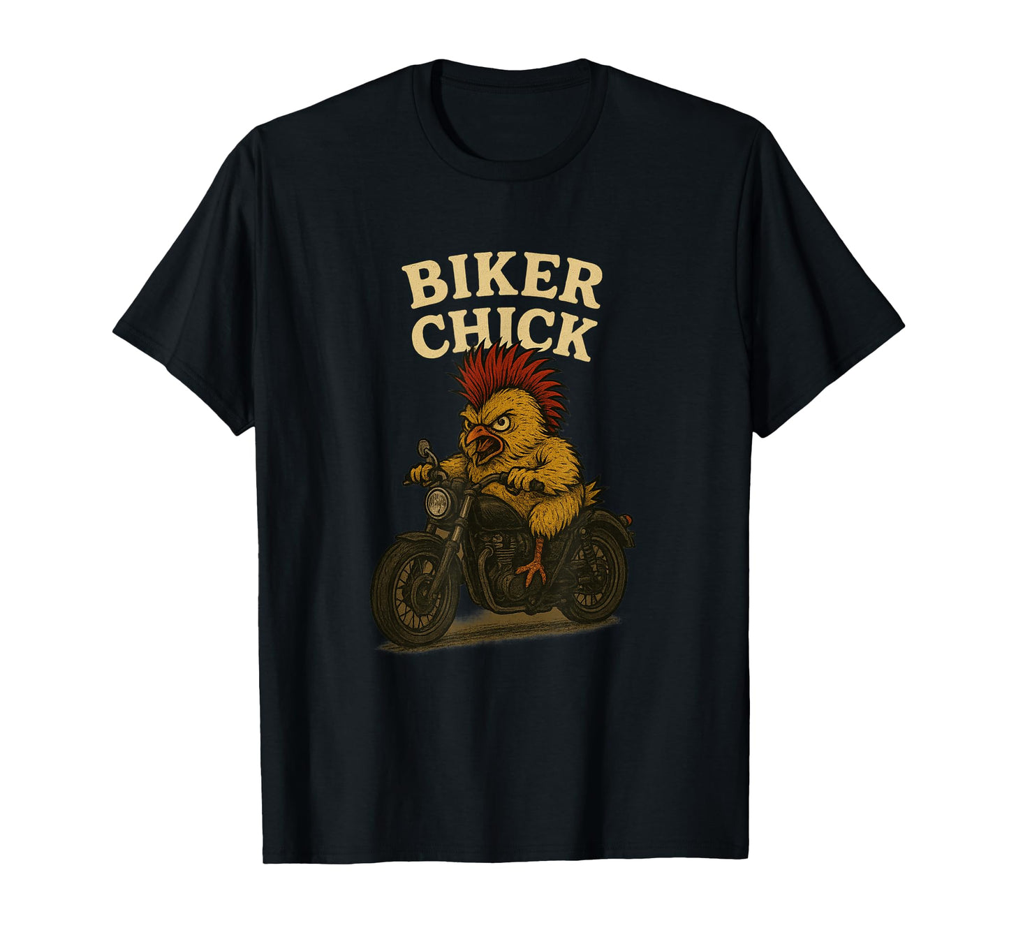 Biker Chick Mohawk Crazy Motorcycle T-Shirt - Novelty Apparel for Adults - T-Shirt, Sweatshirt, Hoodie