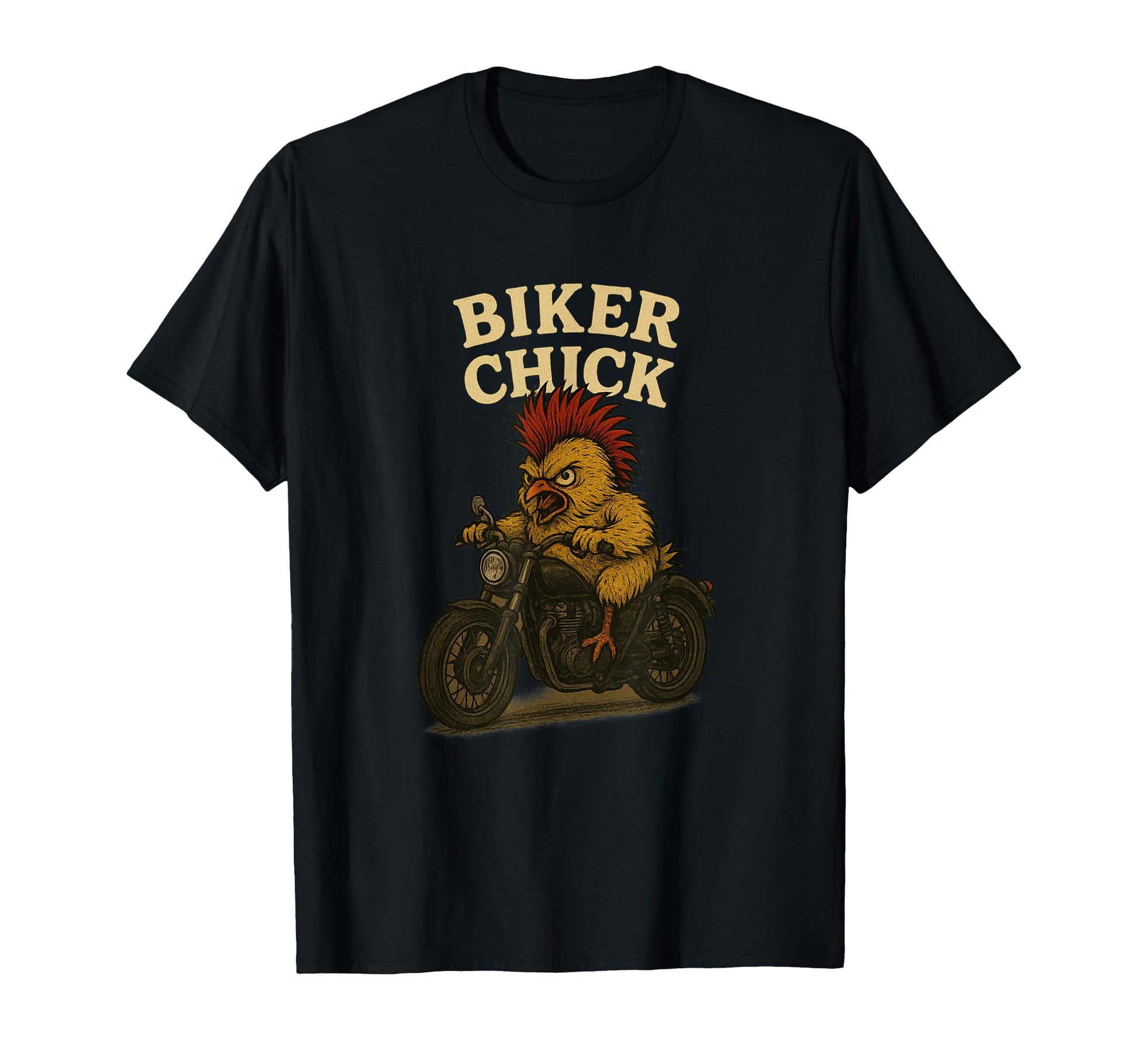 Biker Chick Mohawk Crazy Motorcycle T-Shirt - Novelty Apparel for Adults - T-Shirt, Sweatshirt, Hoodie