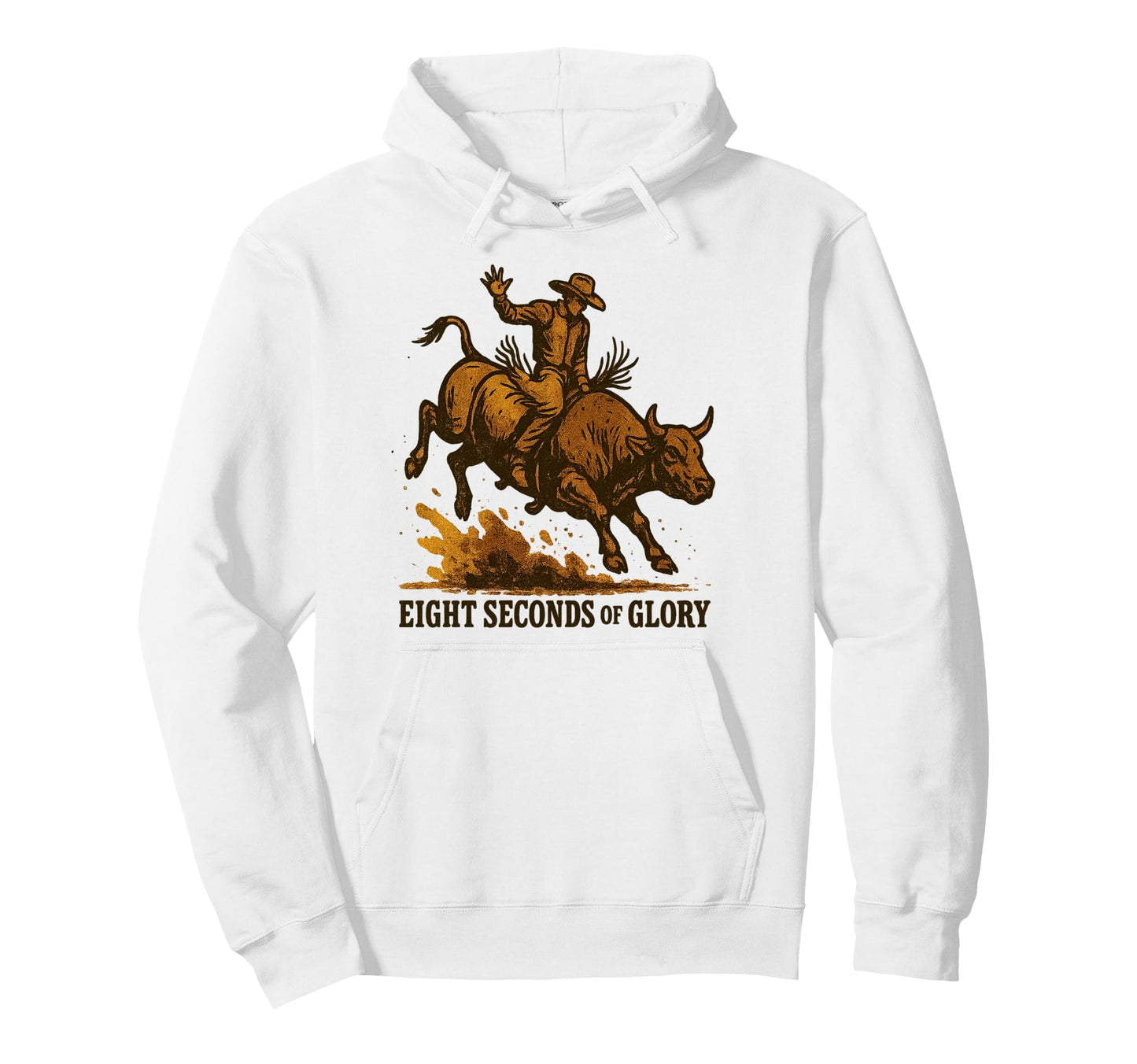 Eight Seconds Glory Bull Rider Western Hoodie - Minimalist Print for Adults - T-Shirt, Sweatshirt, Hoodie