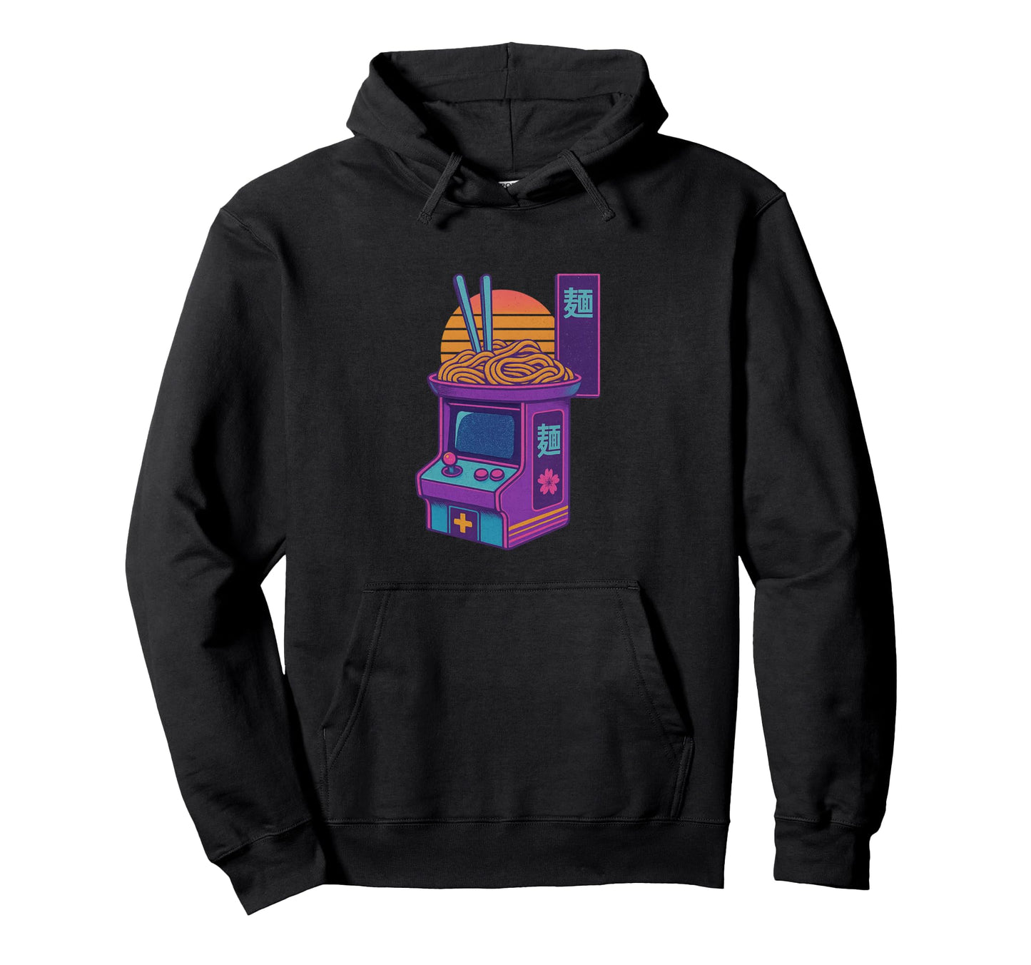 Gaming Ramen Vaporwave Arcade Aesthetic Hoodie - Graphic Print for Adults - T-Shirt, Sweatshirt, Hoodie